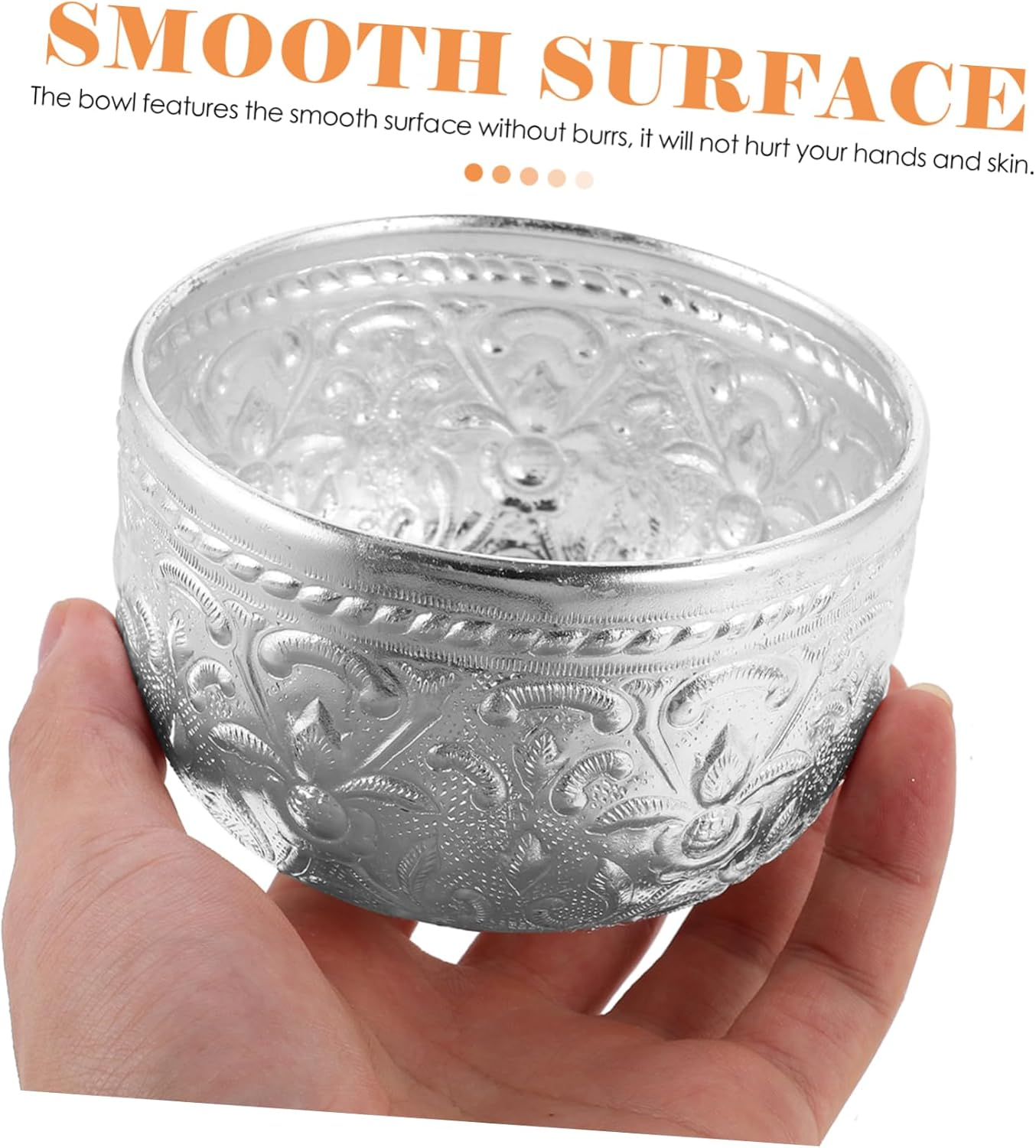 3Pcs Thai Traditional Carved Tin Bowl for Buddhist Offering Essential Oil Mixing image number 5