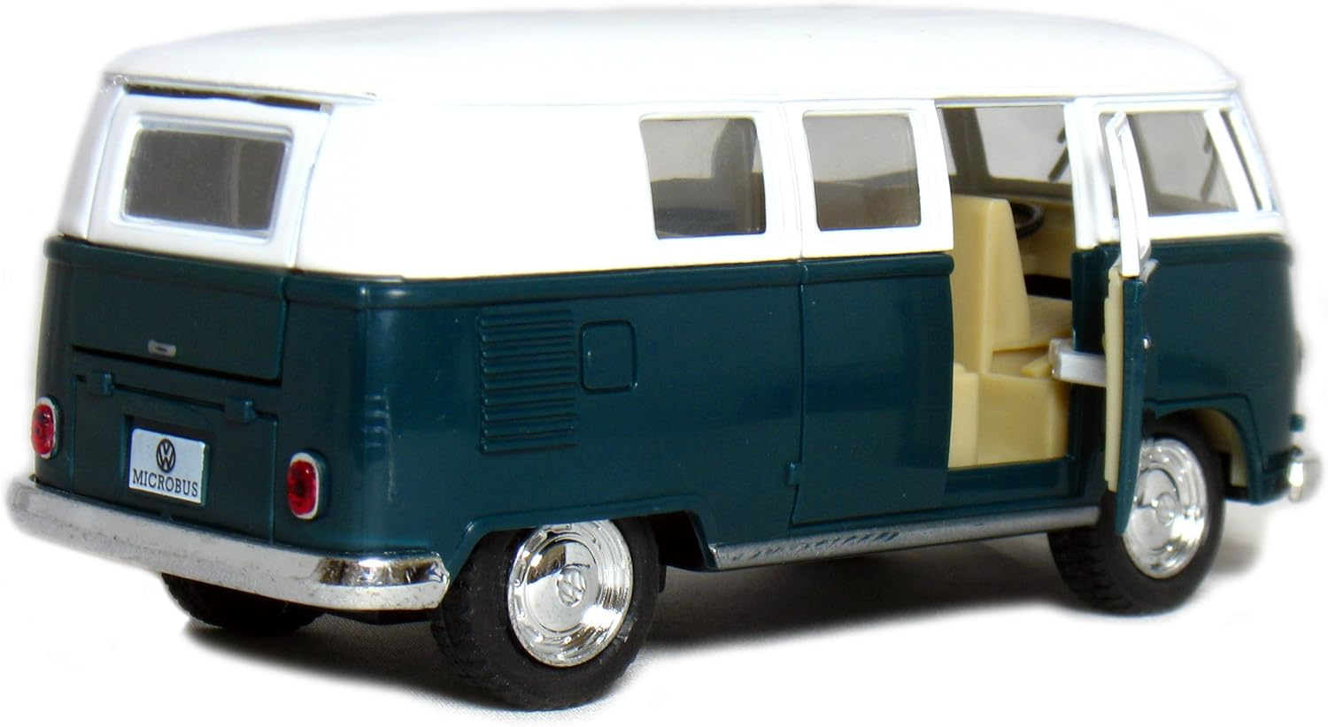 5" Die-Cast 1962 VW Classic Bus 1/32 Scale (Green), Pull Back N Go Action. image number 1