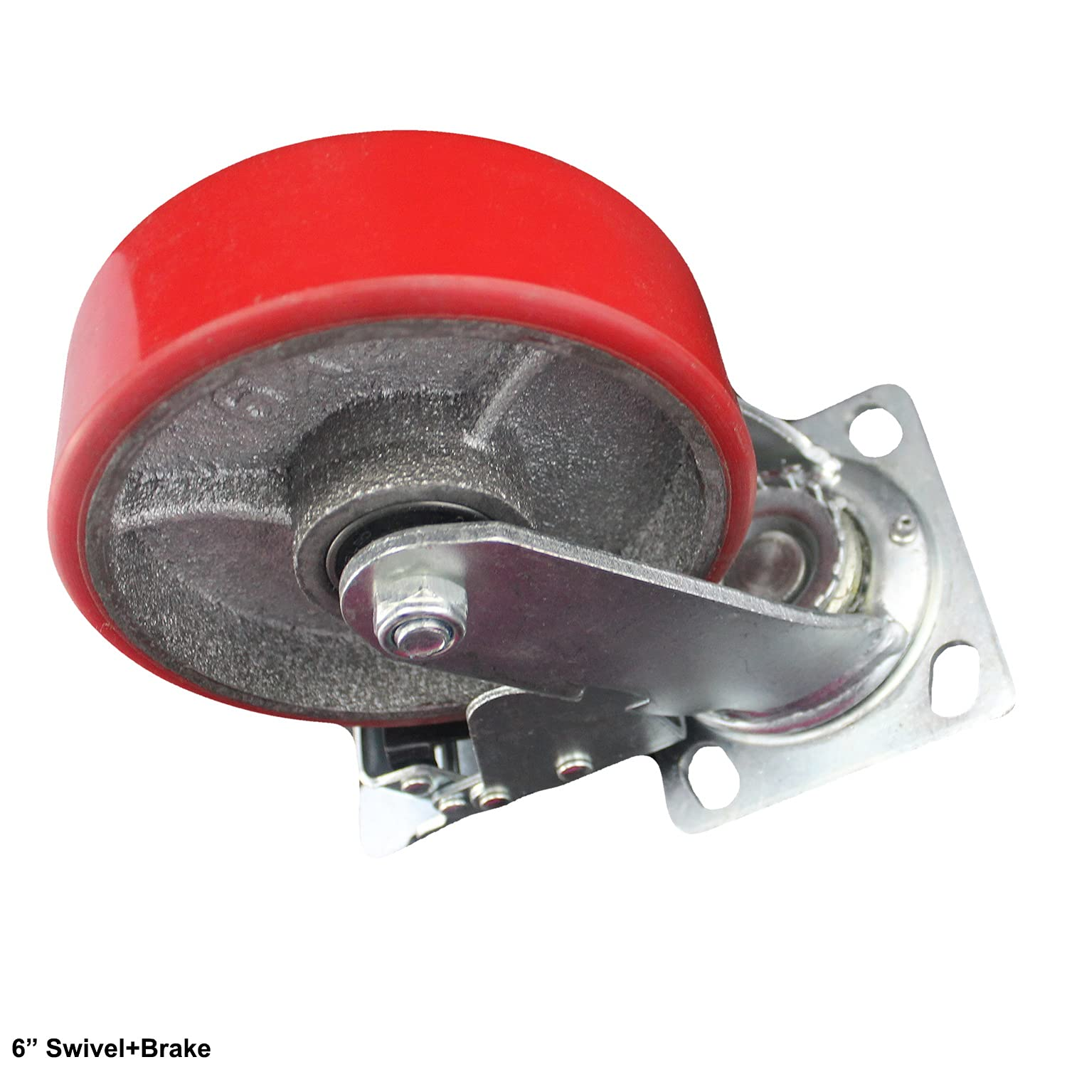 Riin 4Pcs 6Inch 15Cm Metal Caster Wheel Heavy Duty Swivel with Brake/Lock Industrial Castor 500Kg Ea for Trolley Furniture Equipment image number 6