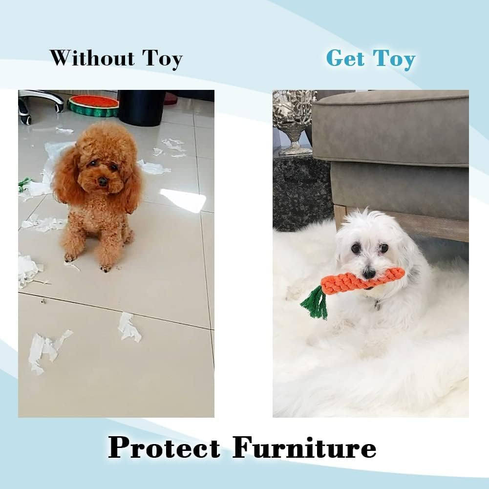 Puppy Chew Toys Carrot, 2 Pack Braided Rope Dog Toy for Small Dog Teeth Cleaning (Orange Red, One Size（24Cm）) image number 4