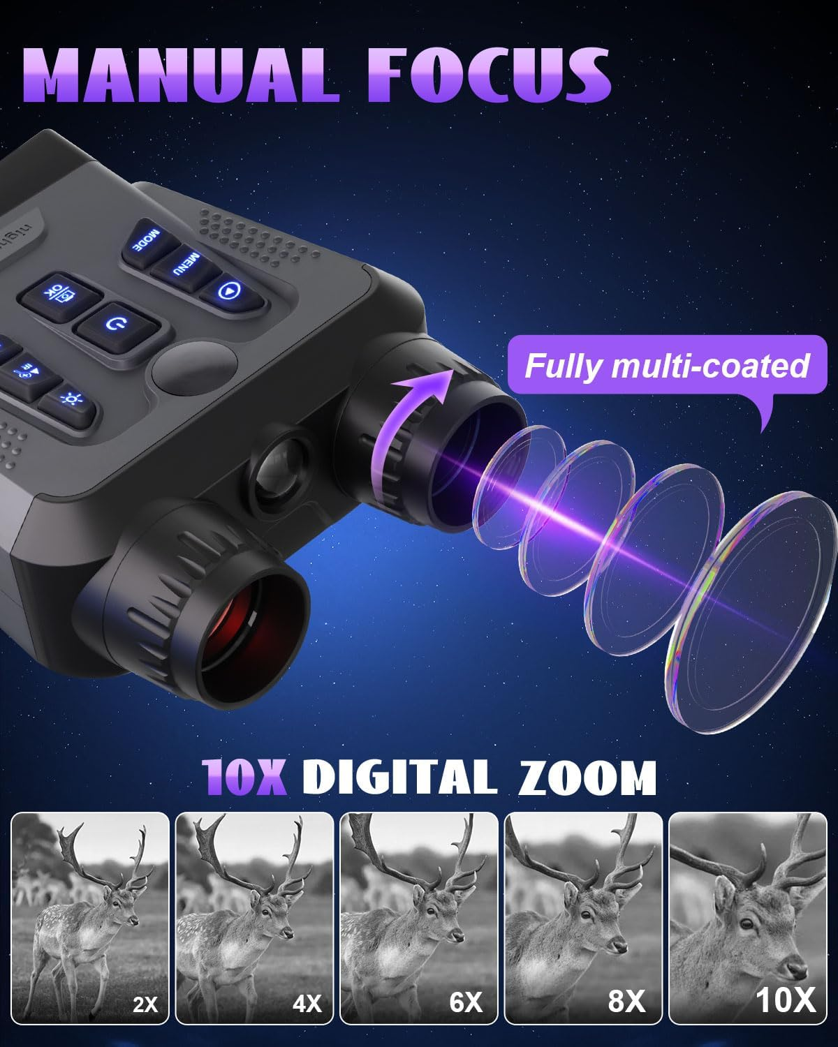 Night Vision Goggles, 4K Night Vision Binoculars for Adults High Powered, 3.0&rdquo; HD Night Vision Camera Infrared Goggles Scope and Day for Camping & Outdoor with 32GB TF Card, 10X Digital Zoom & 9 IR image number 1