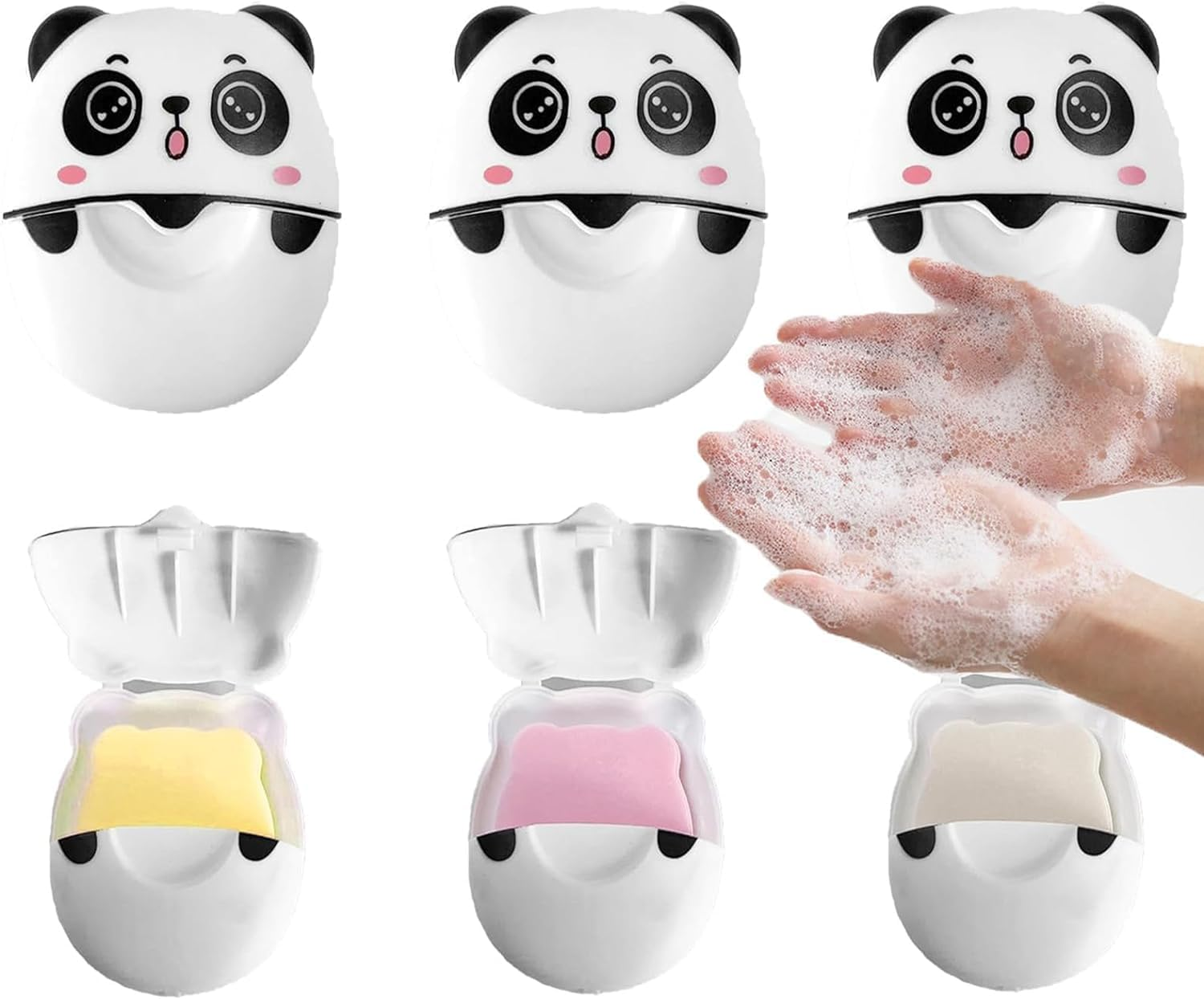 1Pc Cute Panda Portable Soap Sheets,Mini Travel Soap Paper Sheets Disposable Water Soluble Hand Washing Bath Scented Paper Soap for Outdoor Foaming Paper Travel,Soap Shampoo,Personal Care image number 3