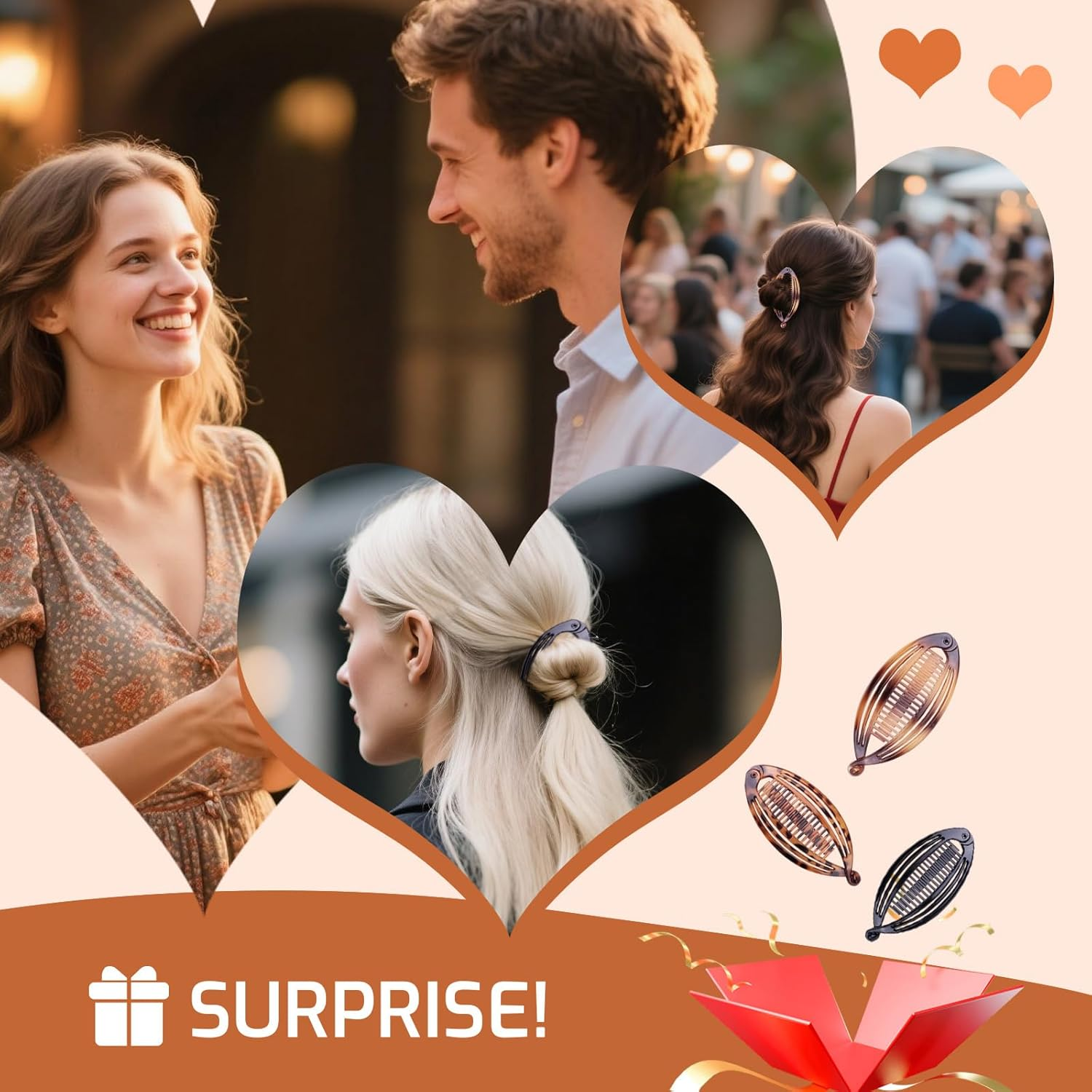 Azureray Set of 3 Banana Clips for Thin & Thick Hair, Stylish Hair Clips with Leaf Design, Strong Hold, Banana Hair Clip for Women, Everyday and Special Occasions image number 1