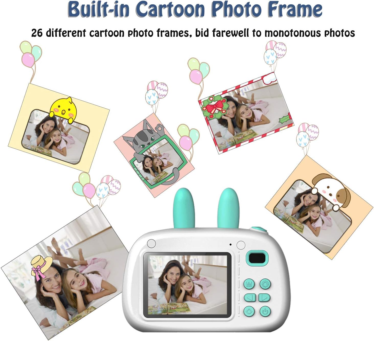 Kids Digital Video Camera Front and Rear Selfie 8MP Mini Rechargeable Children Camcorder, Shockproof Soft Cover 2 Flashlight Toys Camera 3-12 Year Old, 650Mah 32GB (Blue) image number 6