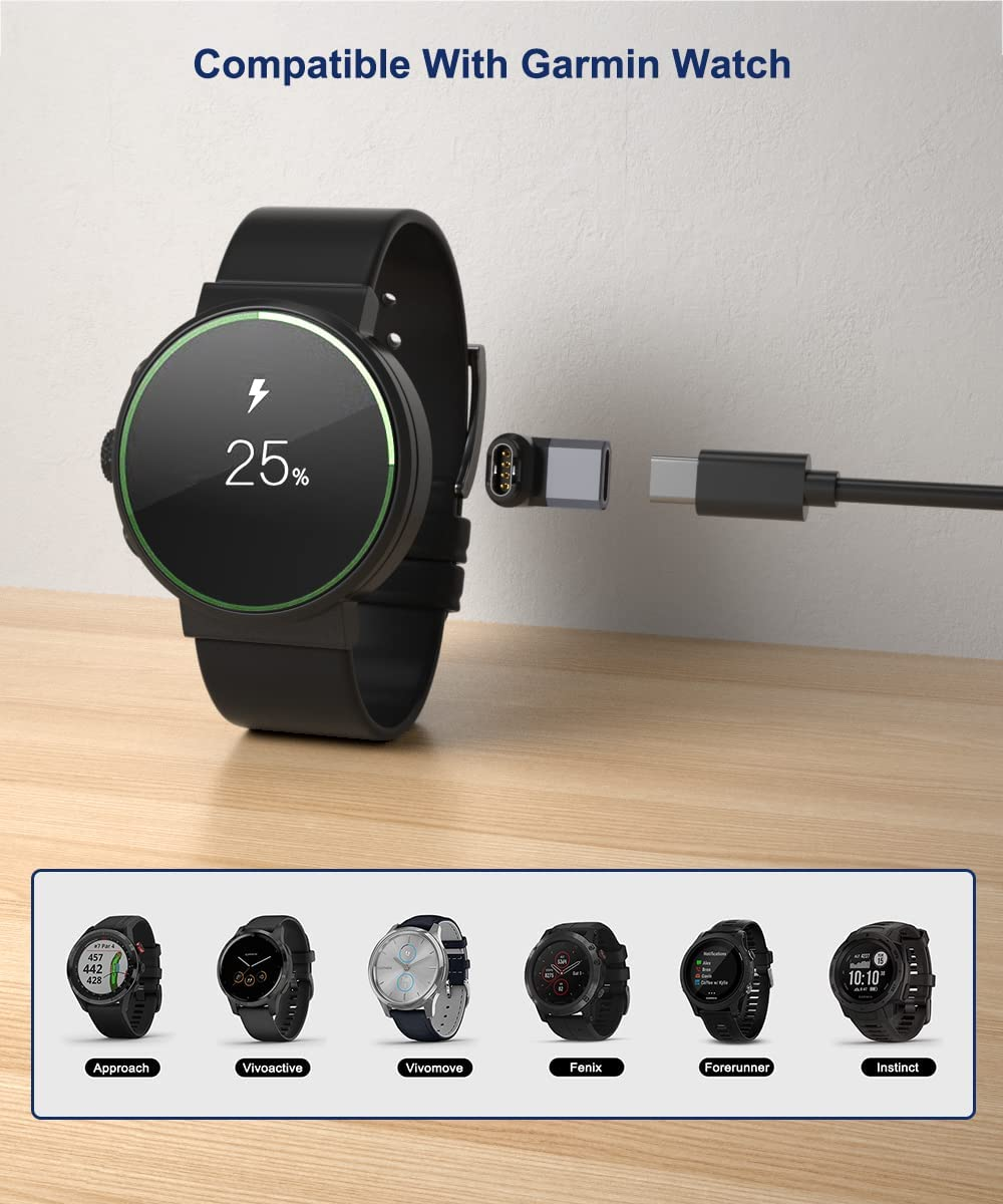 Itramax USB C Charger Adapter for Garmin Watch 4Pack,Type C Charging Cable Converter for Garmin Fenix 8 7 7S 7X 6 E Pro Solar,Forerunner 970 570 965 265 955 165,Instinct,Venu 3S,Vivoactive,Epix,Tactix image number 1