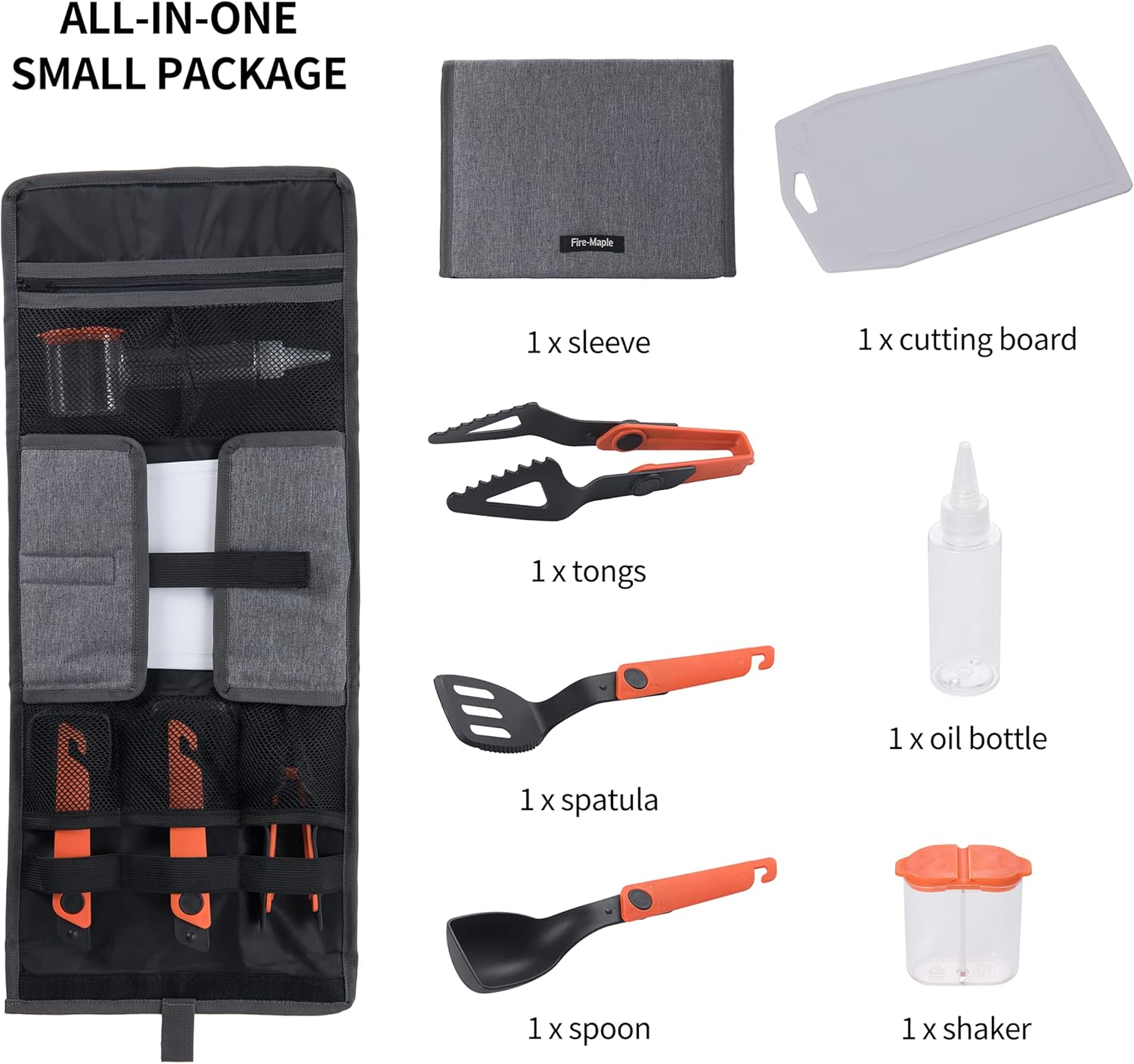 Fire-Maple Chef Camp Kitchen Set | Portable 6 Pc Kit with Folding Tongs, Spatula, Spoon | Essential Outdoor Gear for Backpacking, Car Camping, Fishing, BBQ, and Travel image number 1