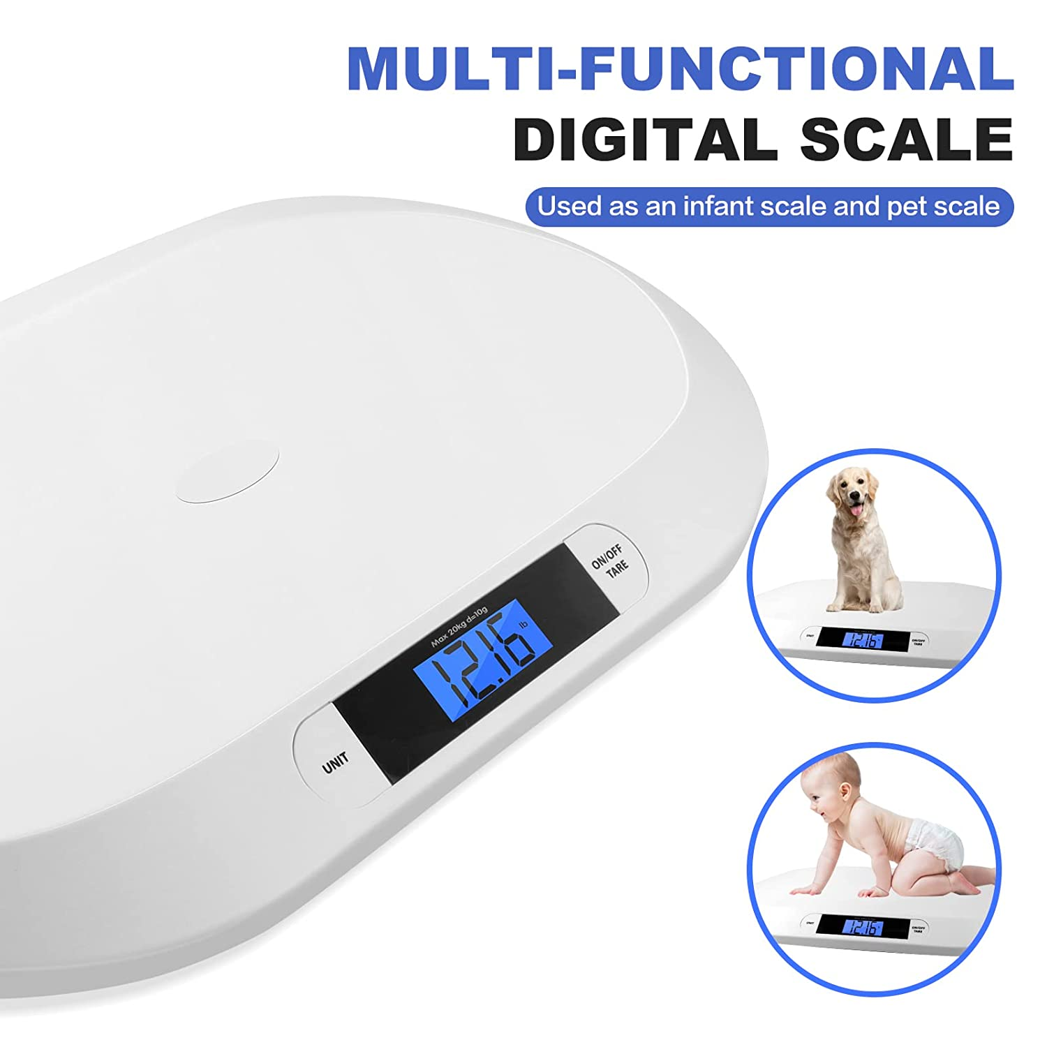 Digital Baby Scale, Infant Scale for Weighing in Pounds, Ounces, or Kilograms up to 44 Lbs, Newborn Baby Scale with Hold Function, Pet Scale for Cats and Dogs image number 1