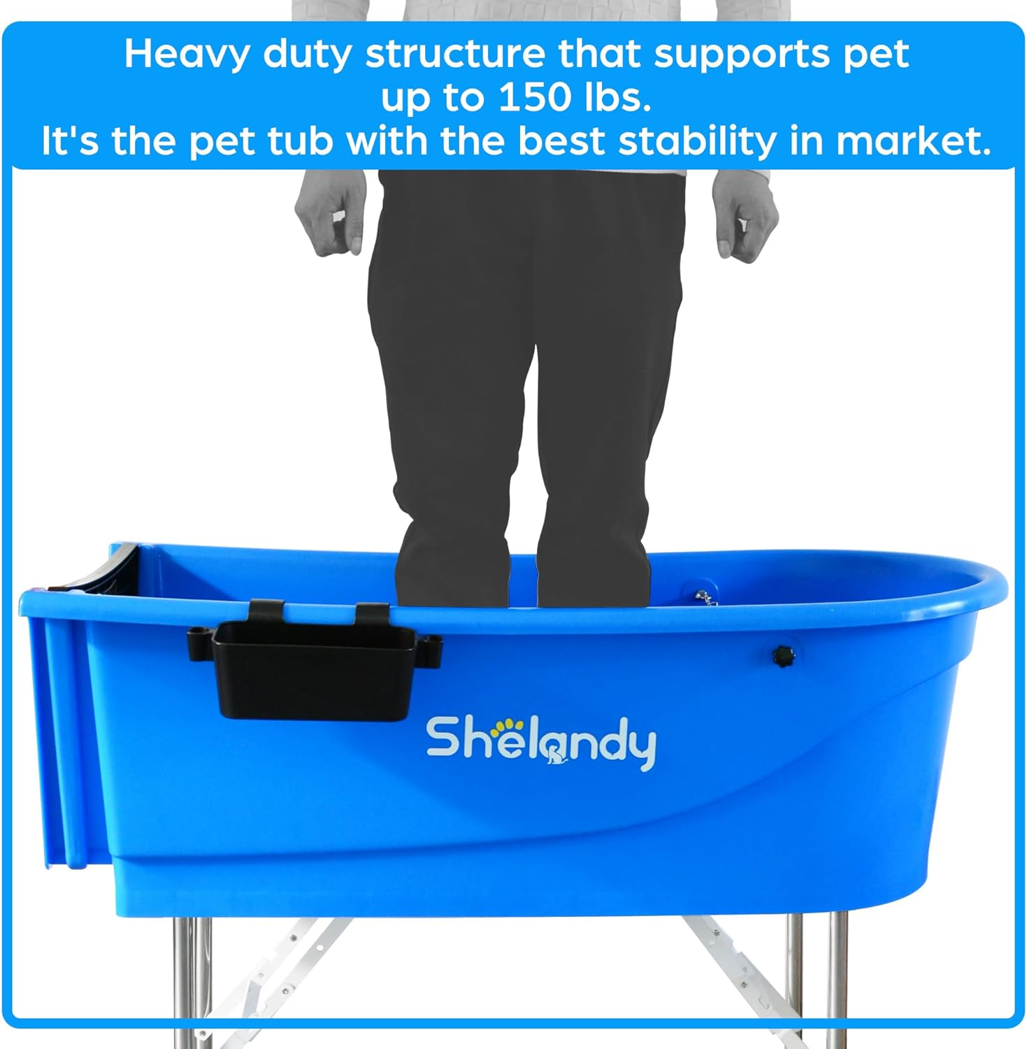 SHELANDY 45" Pet Grooming Bathtub Dog Wash Station | Heavy Duty Bathing Tub (Bathtub & Stairs Combo)