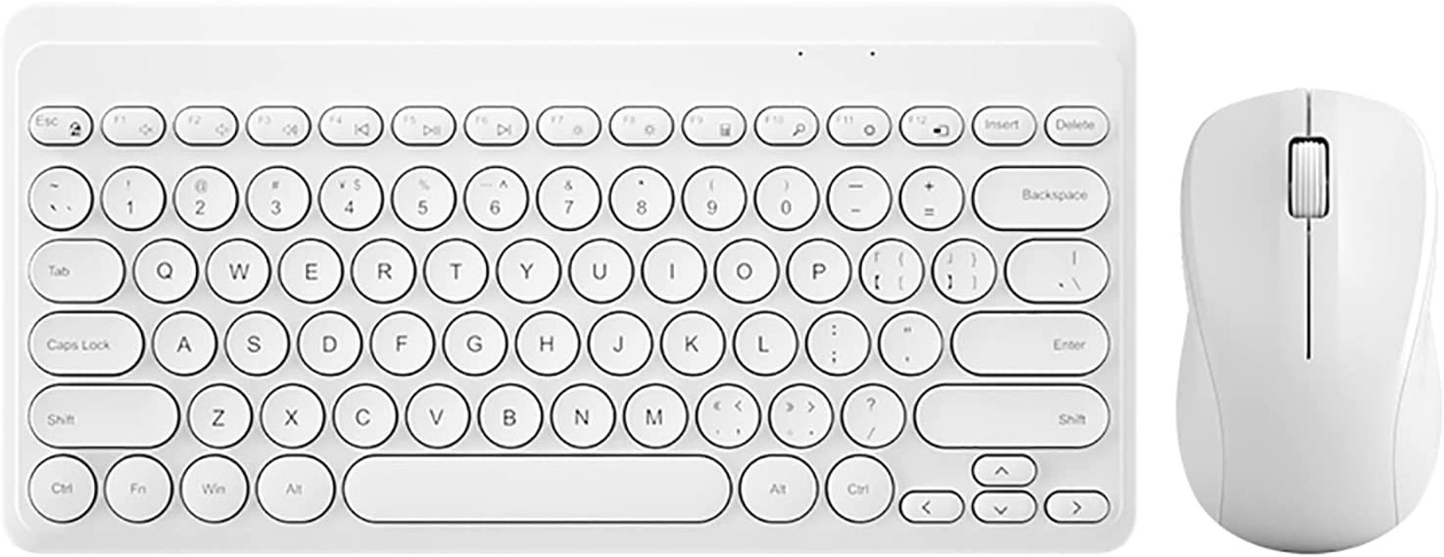 Compact Keyboard Mouse Combo,Jieruideng 79-Key Retro Mini Cute Computer Keyboard 2.4G USB Wireless and Silent Mice Set for Laptop Desktop PC Ipad (White) - Pink image number 7