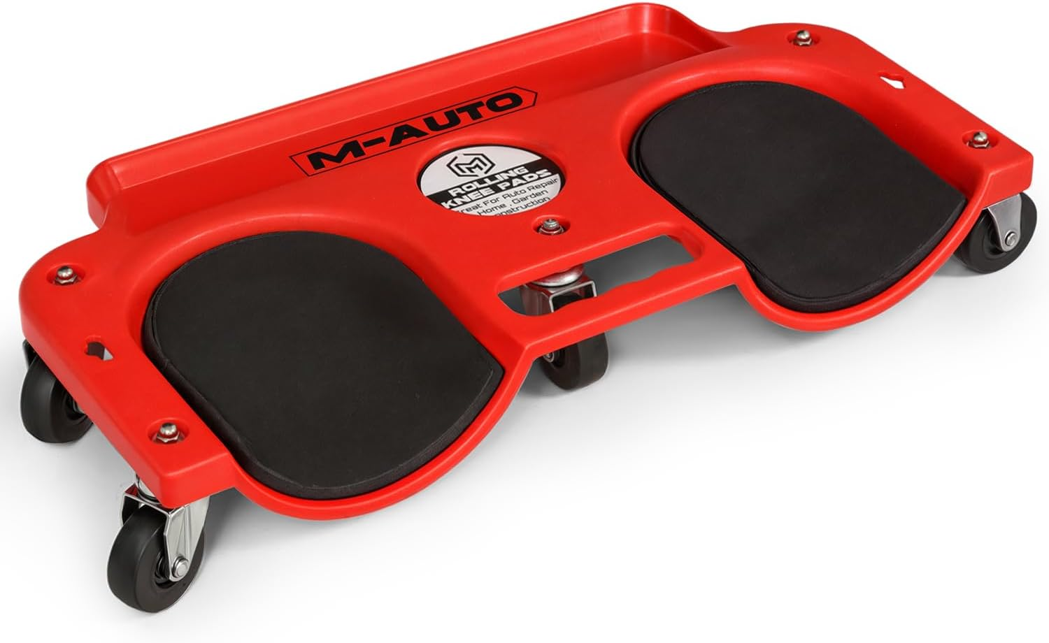 M-AUTO Rolling Knee Creeper Durable Knee Pads with Full 360 Degree Turn Casters and Tool Tray, Garage Kneeling Pads on Swivel Castors for Home Workshop Auto Repairing Maintaining, Black