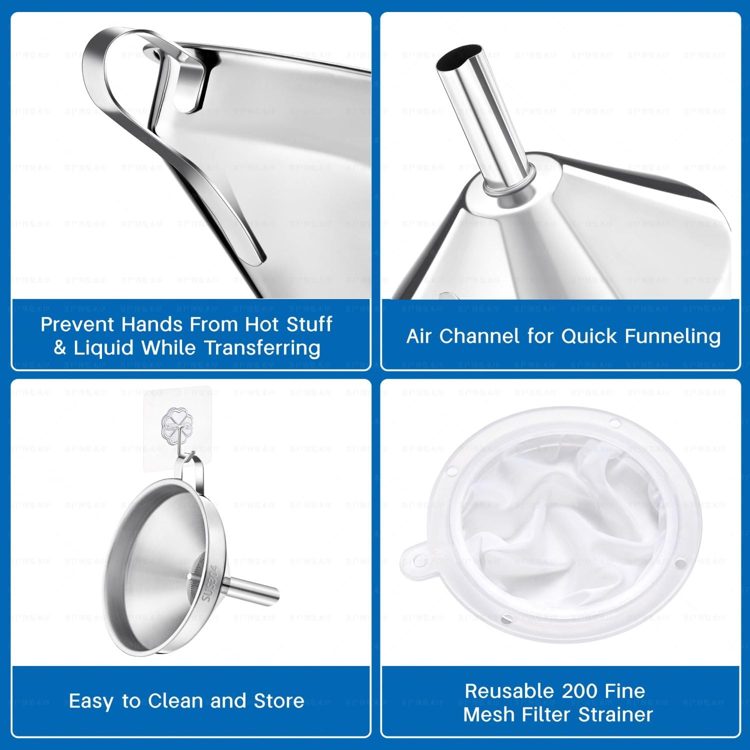 Stainless Steel Kitchen Funnel, 12.7 Cm, with 200 Mesh Filter Strainer, Food Grade SUS304 image number 6