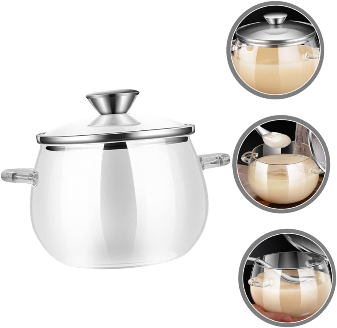 OKUMEYR 1Set Large Capacity Glass Lard Oil Storage Canister Spoon Kitchen Food Storage Jar for Home Use Heat Resistant Smooth Practical Kitchen Organizer image number 4