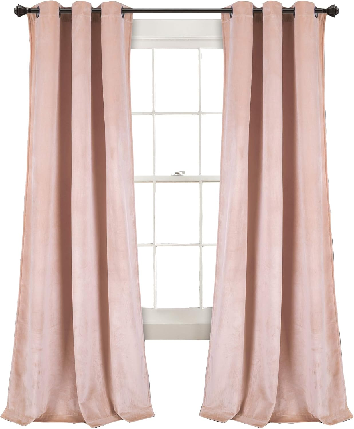 Lush Decor Prima Velvet Solid Room Darkening Window Curtain Panel Pair, 84" L X 38" W, Blush