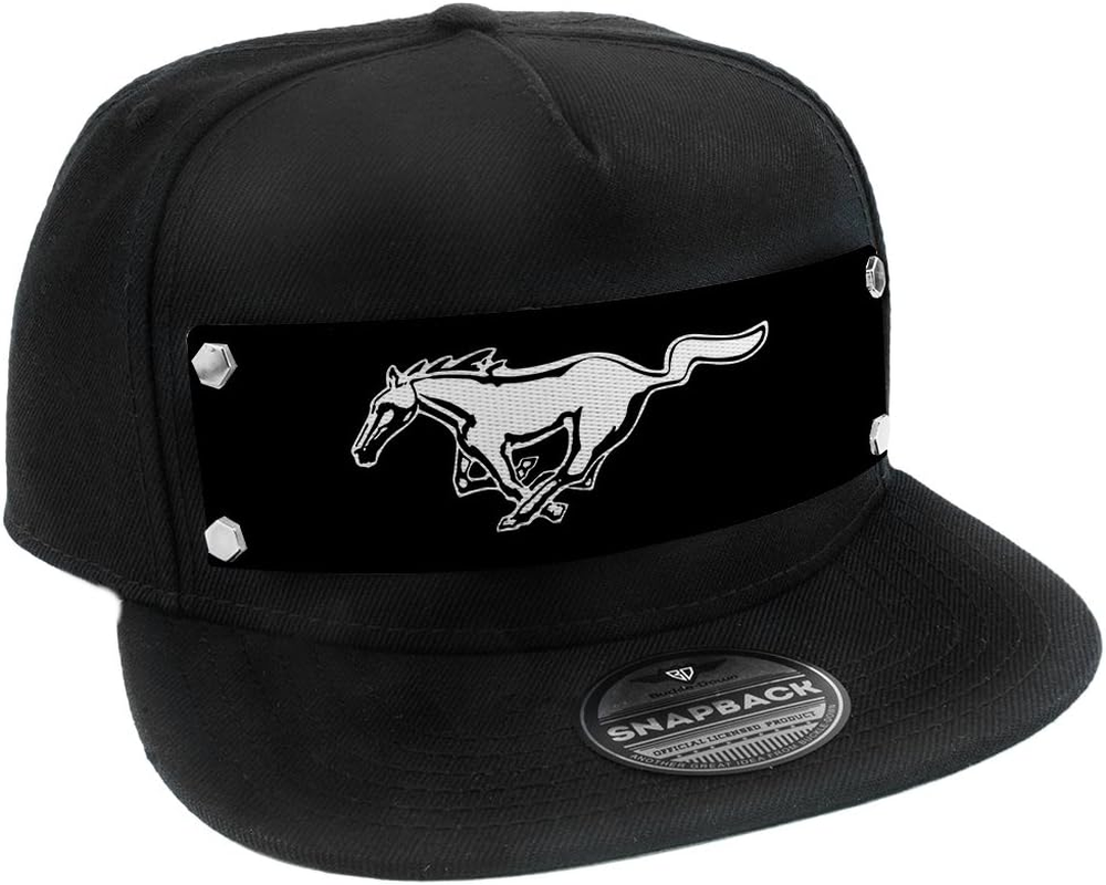 Buckle down Snapback Hat-Mustang Pony Logo White/Black