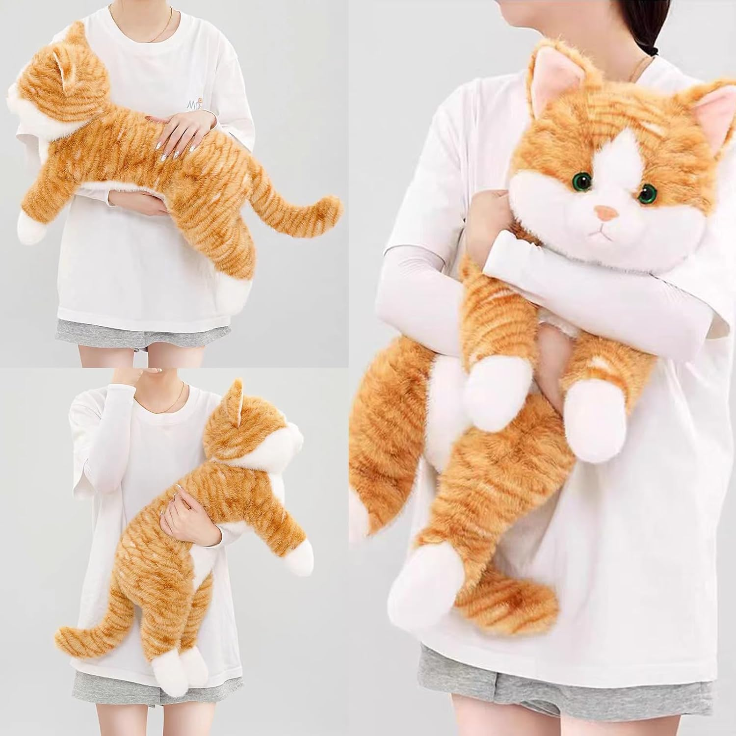 Weighted Toy Stuffed Animal 45CM 0.9KG, Realistic Weighted Stuffed Cat Plush Toy Throw Pillow, Orange Weighted Stuffed Animals for Kids and Adults image number 6