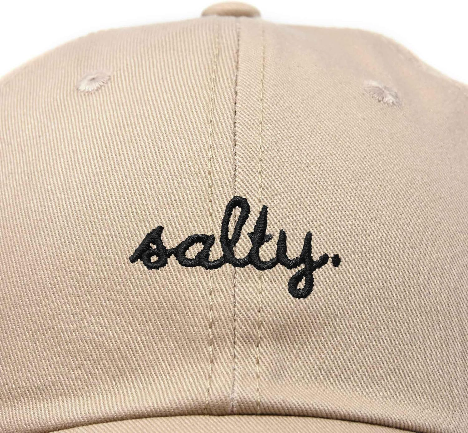 DALIX Salty Embroidered Cotton Beach Baseball Cap Adjustable Dad Hat Womens - Khaki image number 3