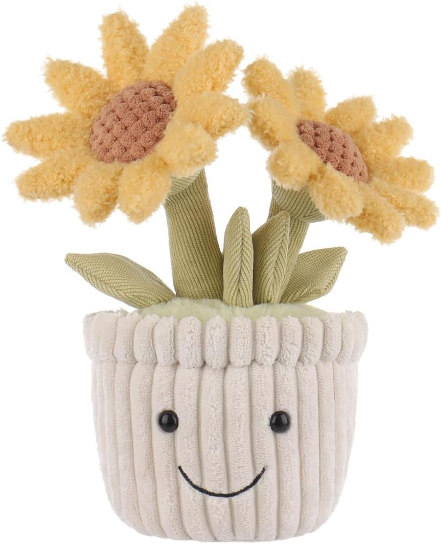 Apricot Lamb Potted Sunflower Stuffed Animals for Kids, Soft Cute Plush Toys for Baby Girl and Boy, 9.1 Inches image number 5