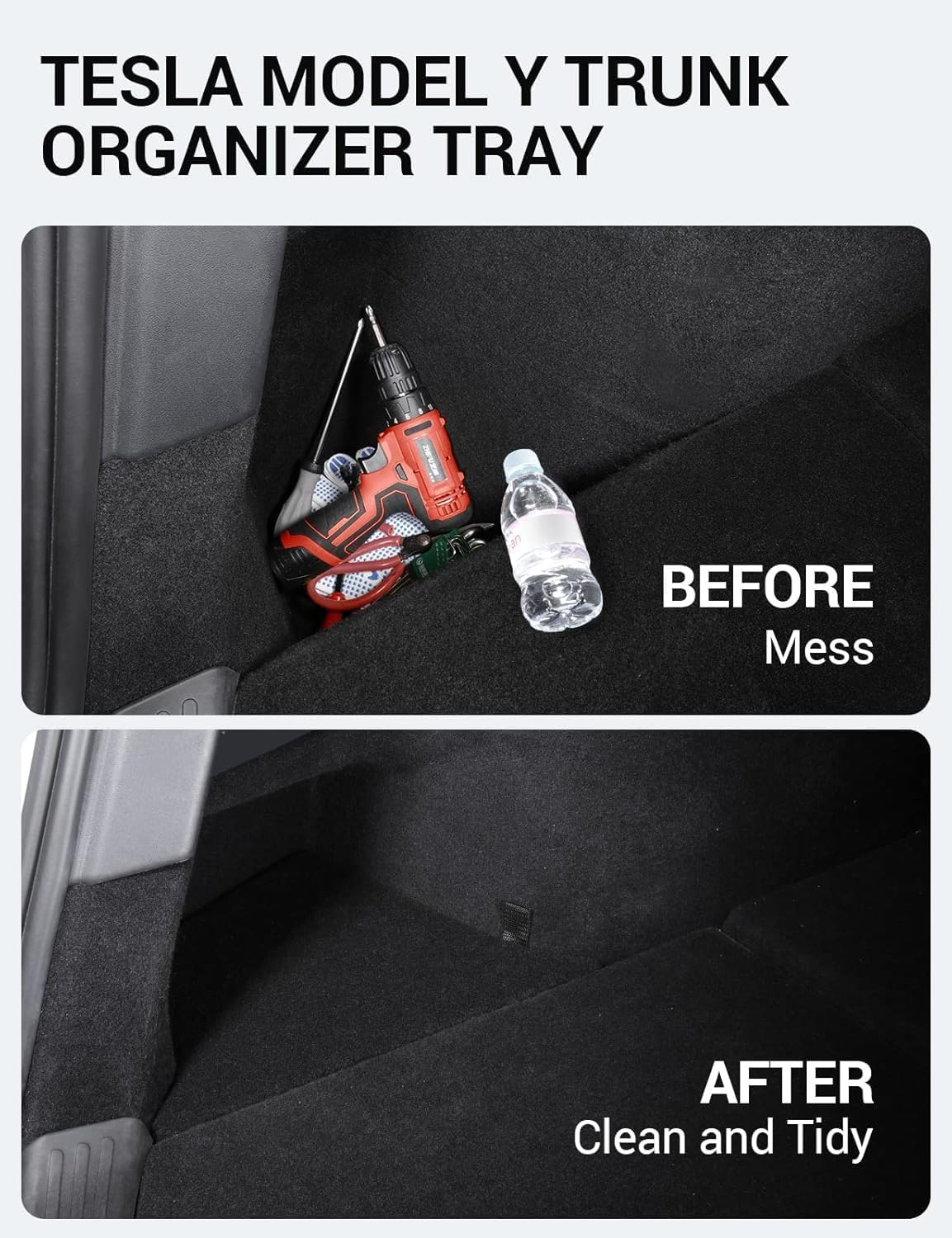 2022-2024 Tesla Model Y Trunk Organizer Waterproof Rear Trunk Storage Bins Side Box with Carpeted Lip Interior Accessories Set of 2 for Model Y 5-Seater BOOT BAGS (Newest Version) image number 5