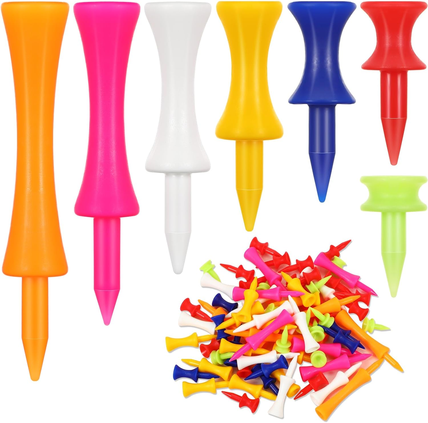 Leyndo 350 Pcs Plastic Golf Tee Step down Golf Tees Long Short Castle Tees Golf Unbreakable Plastic Tees Golf Mixed Height Size Color Tee Pack for Practice image number 2