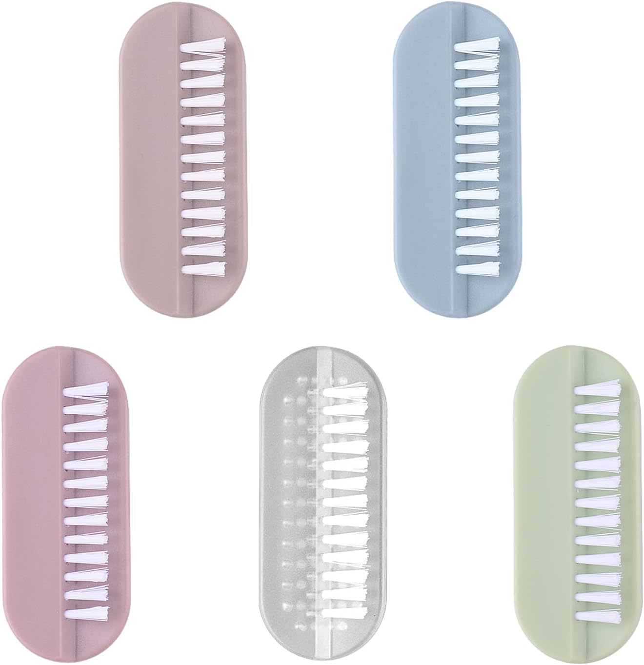 SSKHE Nail Brushes, 5 Pack Double Sided Nail Cleaning Brush for Hands Feet Nails, Portable Nail Scrubbing Brushes with Anti-Slip Handle, Nail Dust Brush for Men Women Kids image number 2