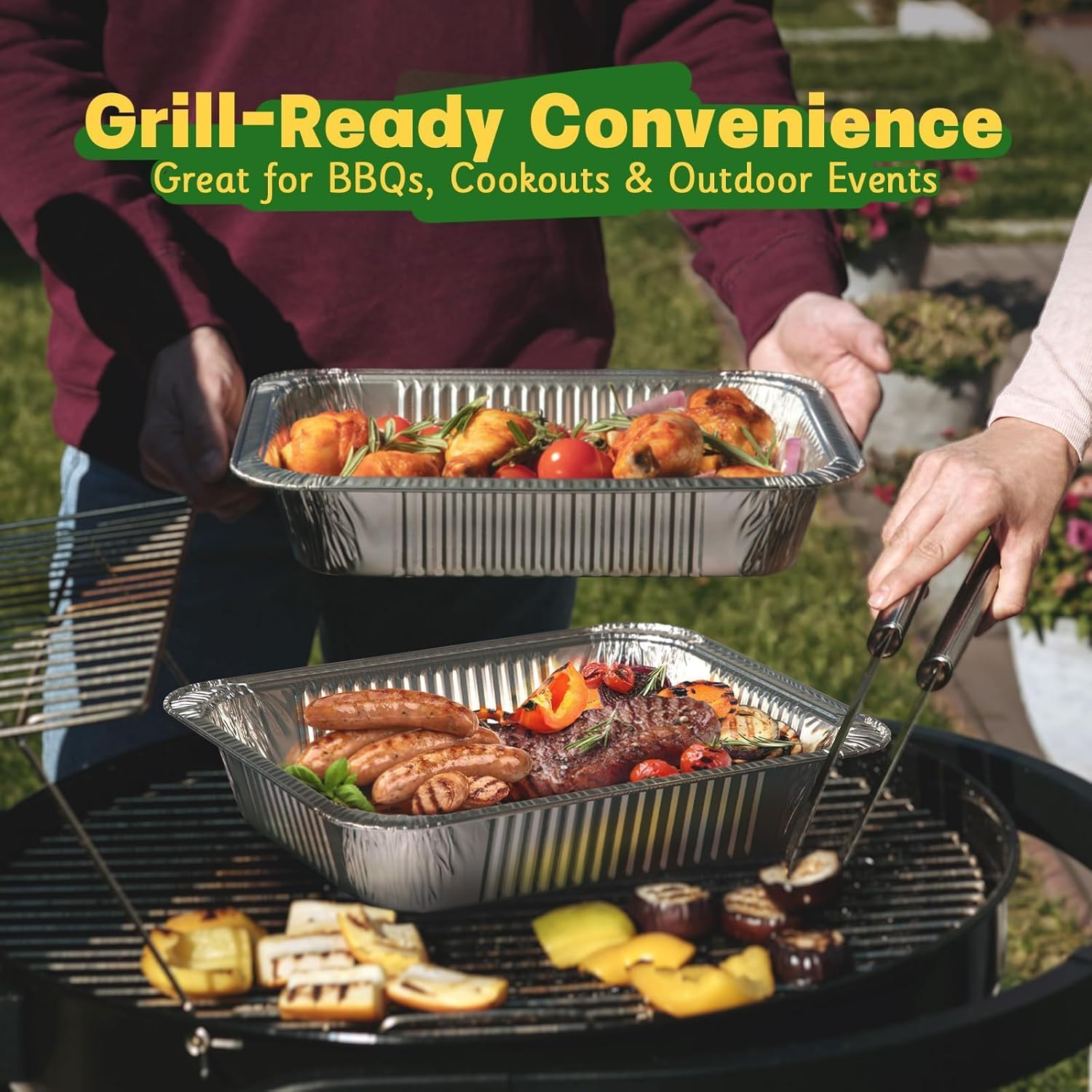 20-Pack Aluminum Pans with Lids, 3500Ml Capacity Foil Food Containers with Lids, Disposable Tin Foil Pans for Baking, Meal Prep and Freezer, Takeout(With Lid, Large 32X26X6Cm) image number 6