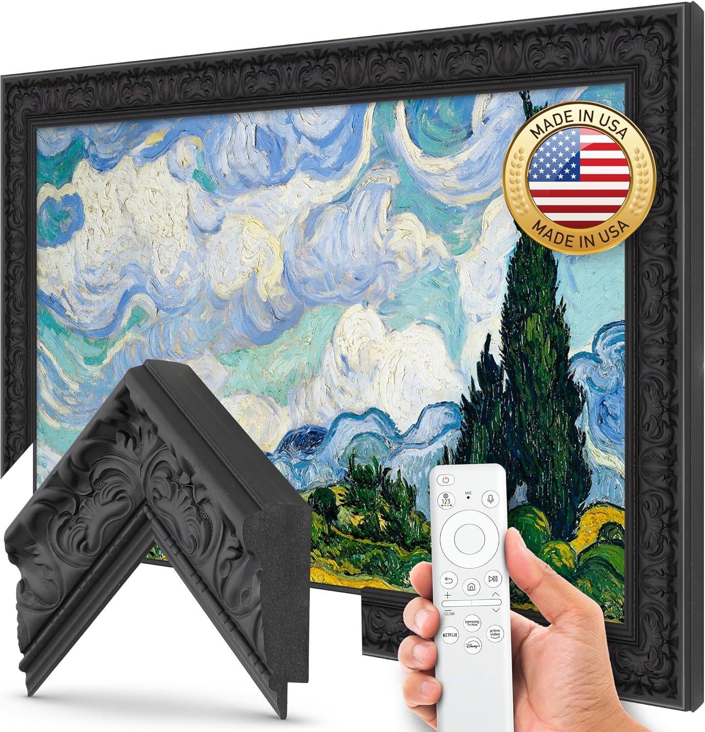 Deco TV Frames Tuscan Matte Black Compatible ONLY with Samsung the Frame TV (3", Color Chip) image number 5