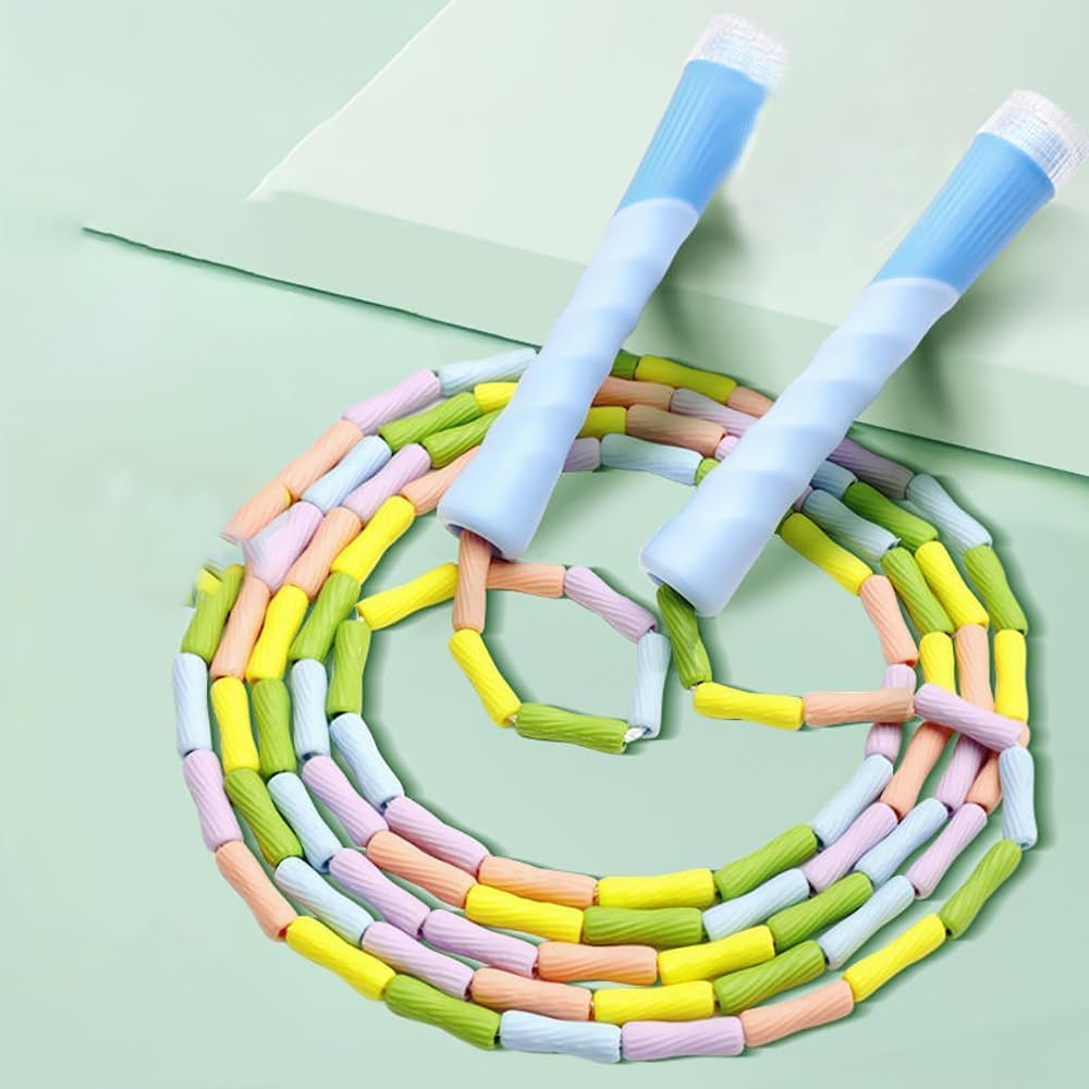 Skipping Rope Kids, Tangle-Free Segmented Soft Beaded Jump Rope Adjustable Length, Jump Rope for Kids Outdoor Fitness, Gymnastics, Training, Exercise and Weight Loss image number 1