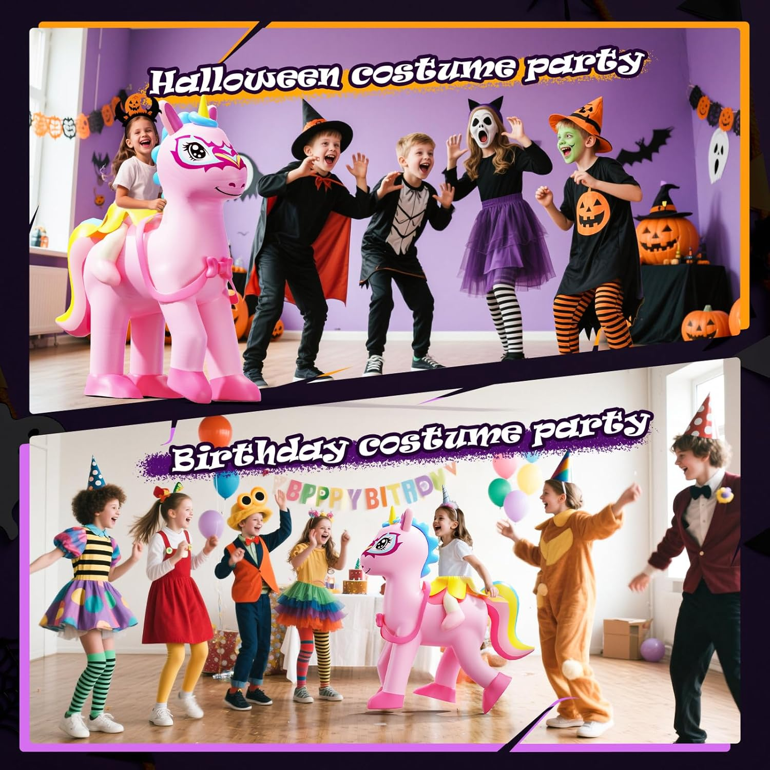 Skirfy Inflatable Unicorns Costume for Kids Riding on Unicorns Blows up Costumes for Girls 6-8 8-10 Funny Halloween Parties Cosplay Dress Easter,Thanksgiving Cosplay Events Party image number 2