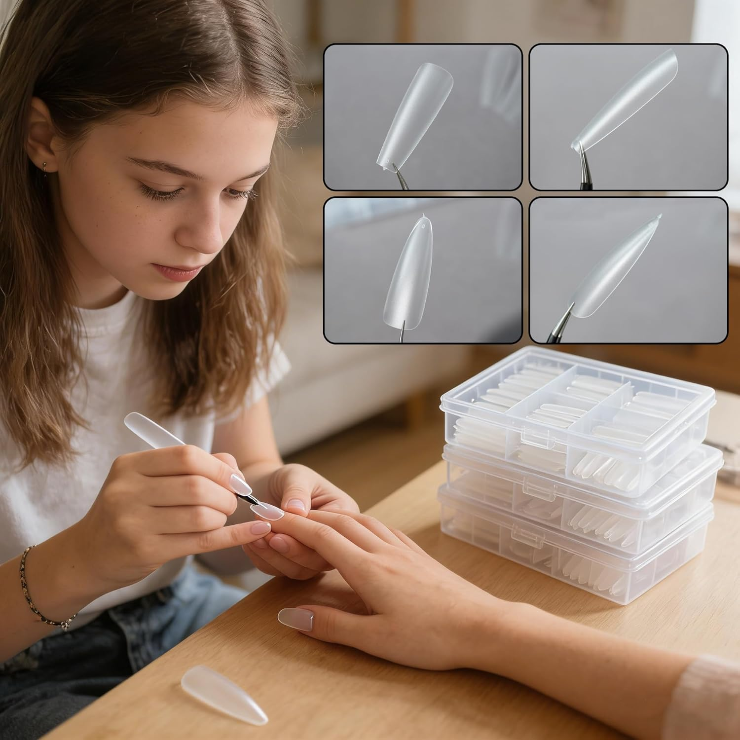FLYTIN 240 Piece Nail Forms, Professional Acrylic & Gel Nail Extension Form, Sandwich-Structure Fake Nail Mold, Ultra-Thin Seamless, Strong Flexible for Home Salon Beginners Pros (Y) - J image number 4