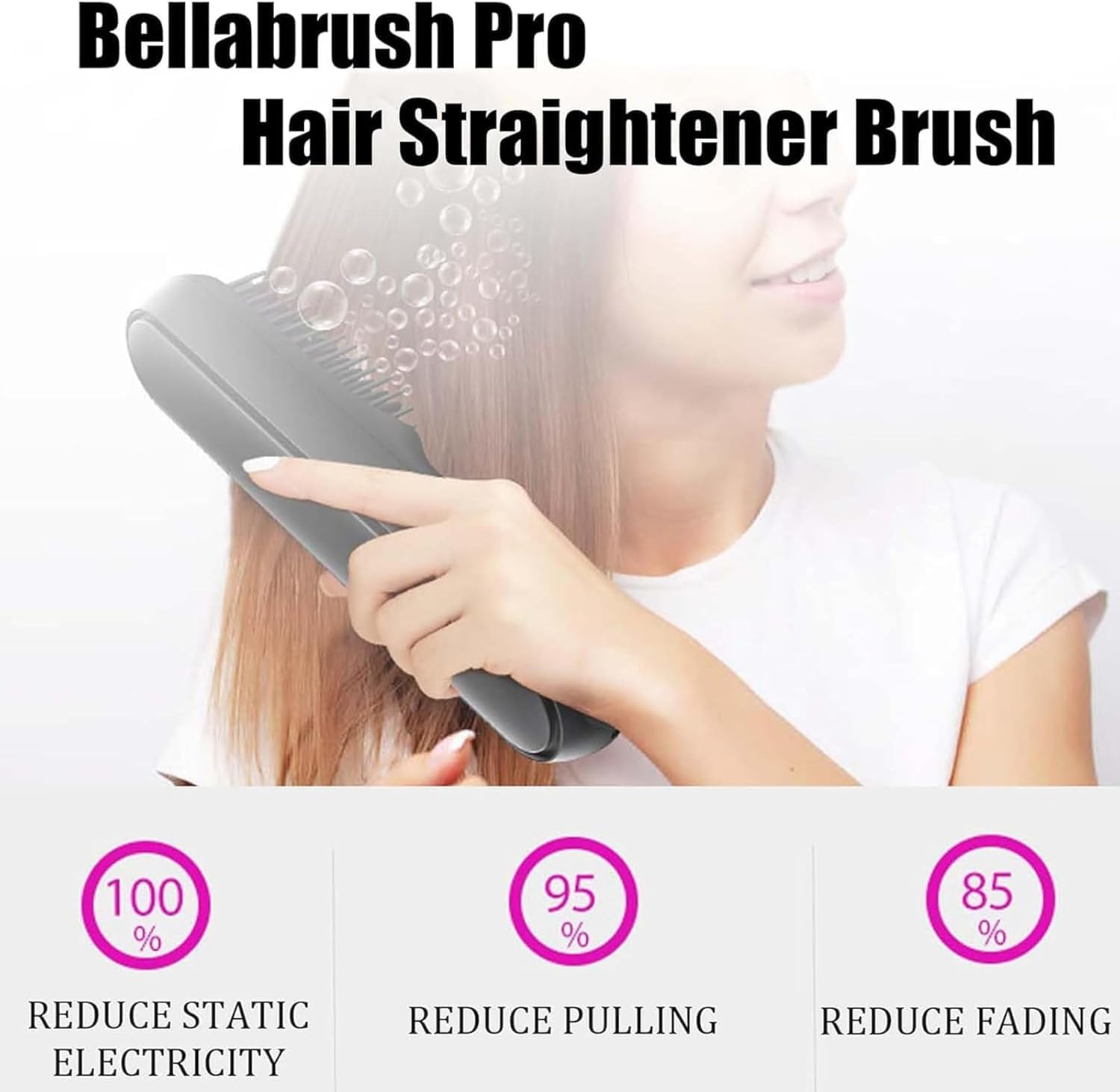 Go Brush Pro,Portable Straightener Brush - Cordless Go Pro Hair (White) - White image number 6
