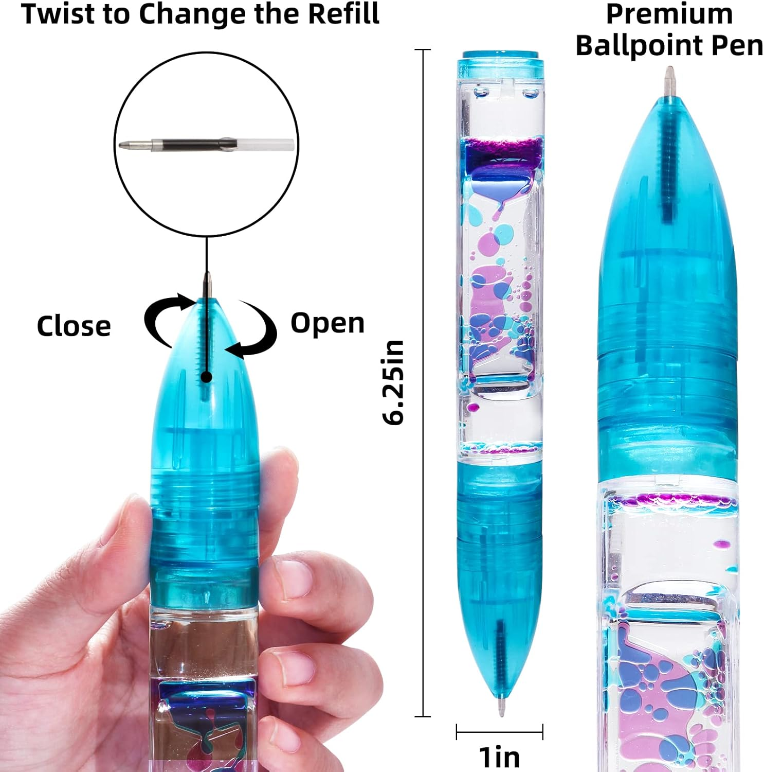 YUE Action Liquid Motion Timer Pen 2 Pack / Liquid Timer Pen / Multi Colored Fidget Pen for for Office Desk Toys, Novelty Gifts ,Novelty Toys (Red+Green) image number 5