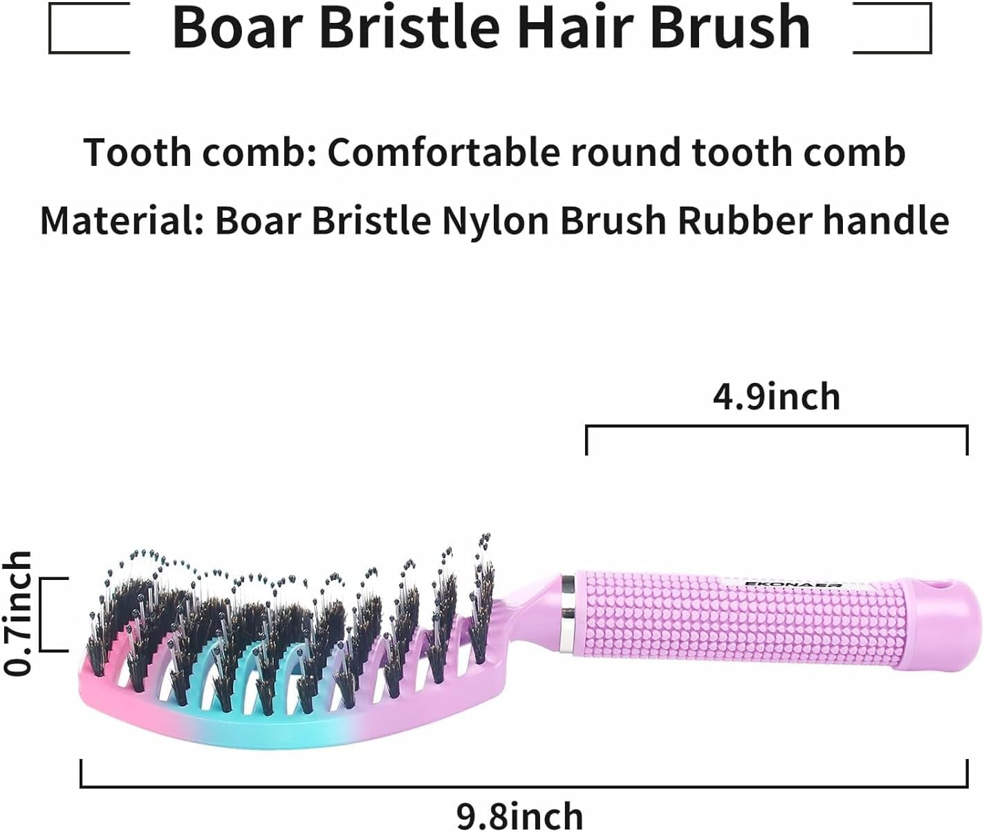 2Pcs Boar Bristle Hair Brush, Wet & Dry Hair Brushes, Curved and Vented for Wet and Dry Detangling Hair Brush, Detangling Long Curly Thick Hair for Women, Men & Kids (B) image number 3