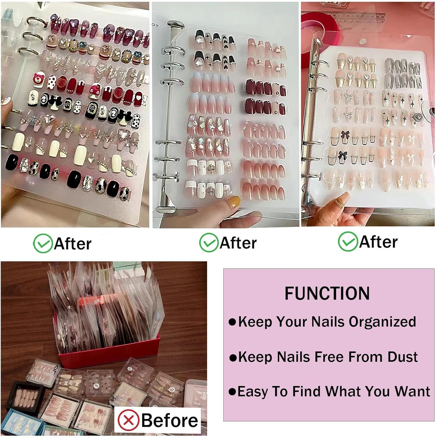 Press on Nail Organizer Clear Empty Storage Packaging Display Salon Supplies with Nail Tape image number 3