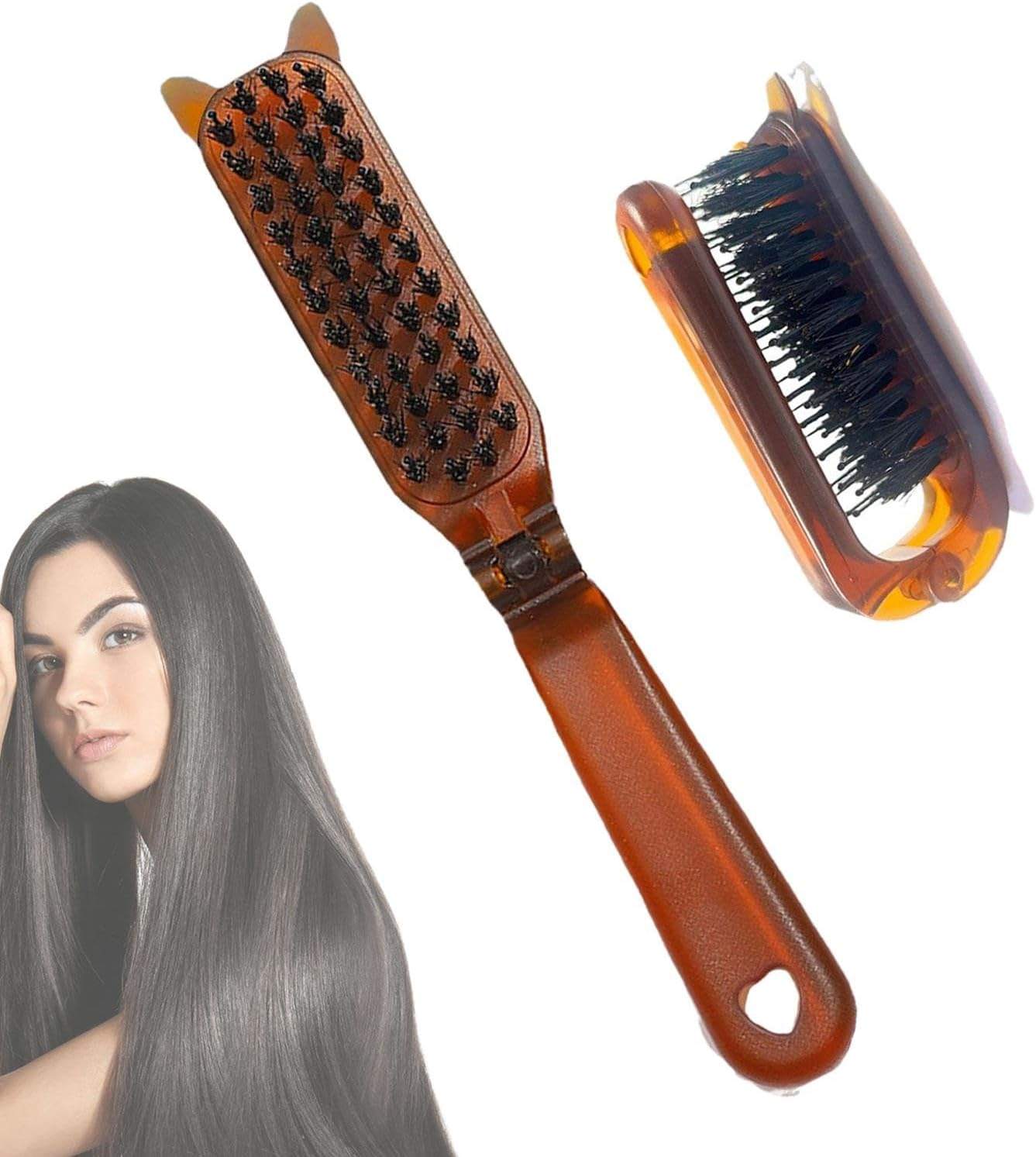 FOLDING HAIR BRUSH - Compact Travel Hair Brush, Foldable Brush with Folding Handle | Portable Retractable Hair Comb for Travel, Folding Brush for Hair Care and Styling on the Go image number 6