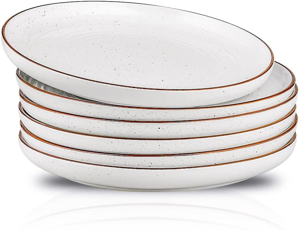 HVH Porcelain Dinner Plates Set of 6, 10.25 Inch Ceramic Plates Set, Large Dinner Plates Set for Dinner, Salad, Ceramic Dinner Plates, Healthy Dinner Plates Set of 6, Farmhouse Style (Black)