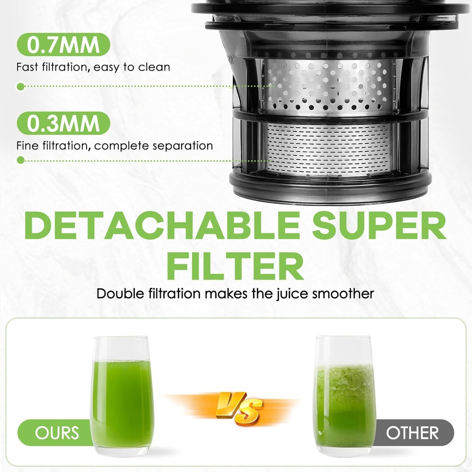Slow Juicer, Cold Press Juicer for Whole Fruits & Vegetables, Wide 110Mm Feeding Chute, Quiet 250W Motor Juice Extractor, Reverse Function