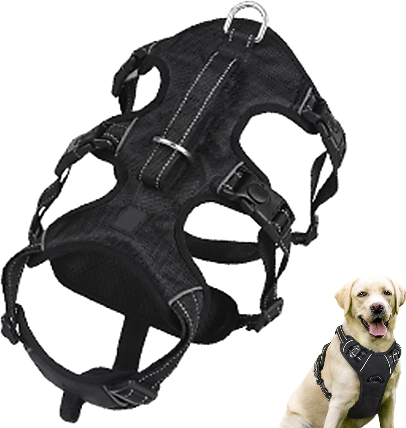 Reflective Dog Harness, Dog Harness, Medium Dogs, No-Pull Dog Harness, Breathable, for Large, Medium, Small Dogs for Daily Walking, to Prevent Dogs Running around (56-69 Cm) image number 1