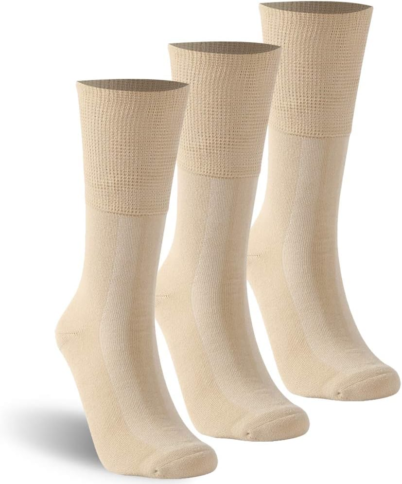 Kitnsox Unisex Seamless Casual Cotton Non Binding Cushion Diabetic Crew Socks 1/3/6 Pack M/L/XL