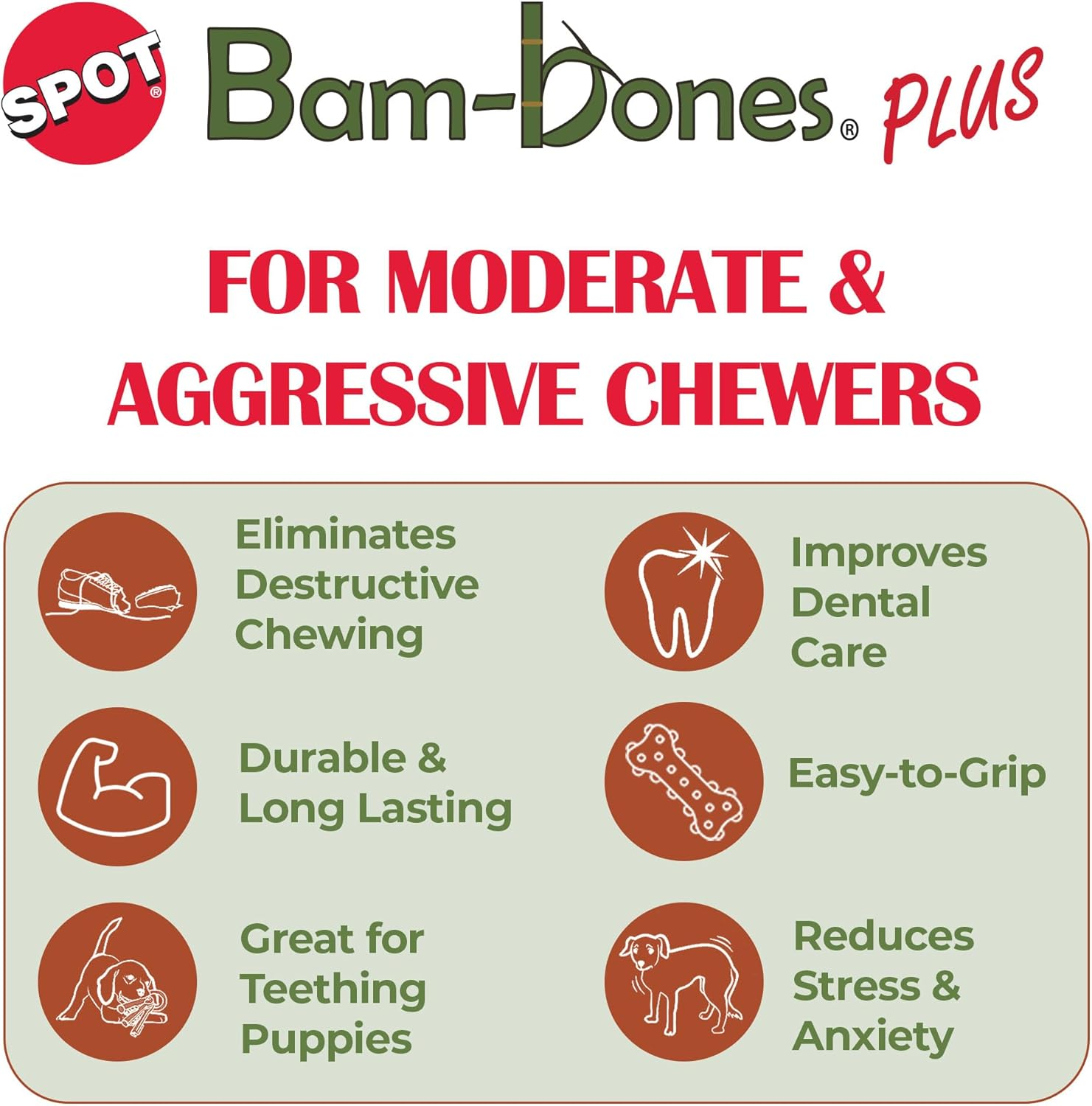 Bambone plus 7" /Dog Toys for Aggressive Chewers | Dog Chew Toy | Bone | Chew Toys for Aggressive Dogs | Interactive Dog Toy/Peanut Butter Flavor image number 4