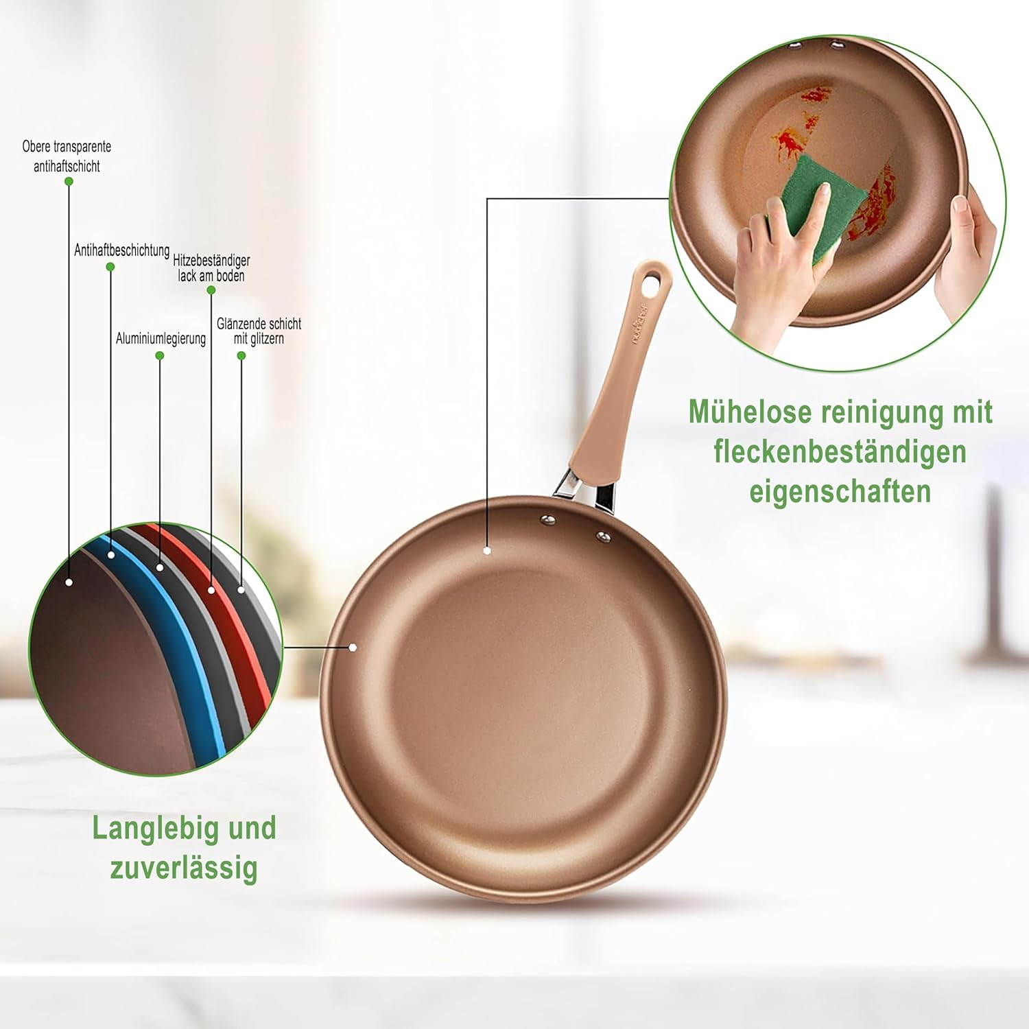 Nutrichef 14-Piece Nonstick Cookware Ptfe/Pfoa/Pfos-Free Heat Resistant Lacquer Kitchen Ware Set W/Saucepan, Frying Pans, Cooking, Dutch Oven Pot, Lids, Utensil NCCW14S, Agold - Brown image number 7