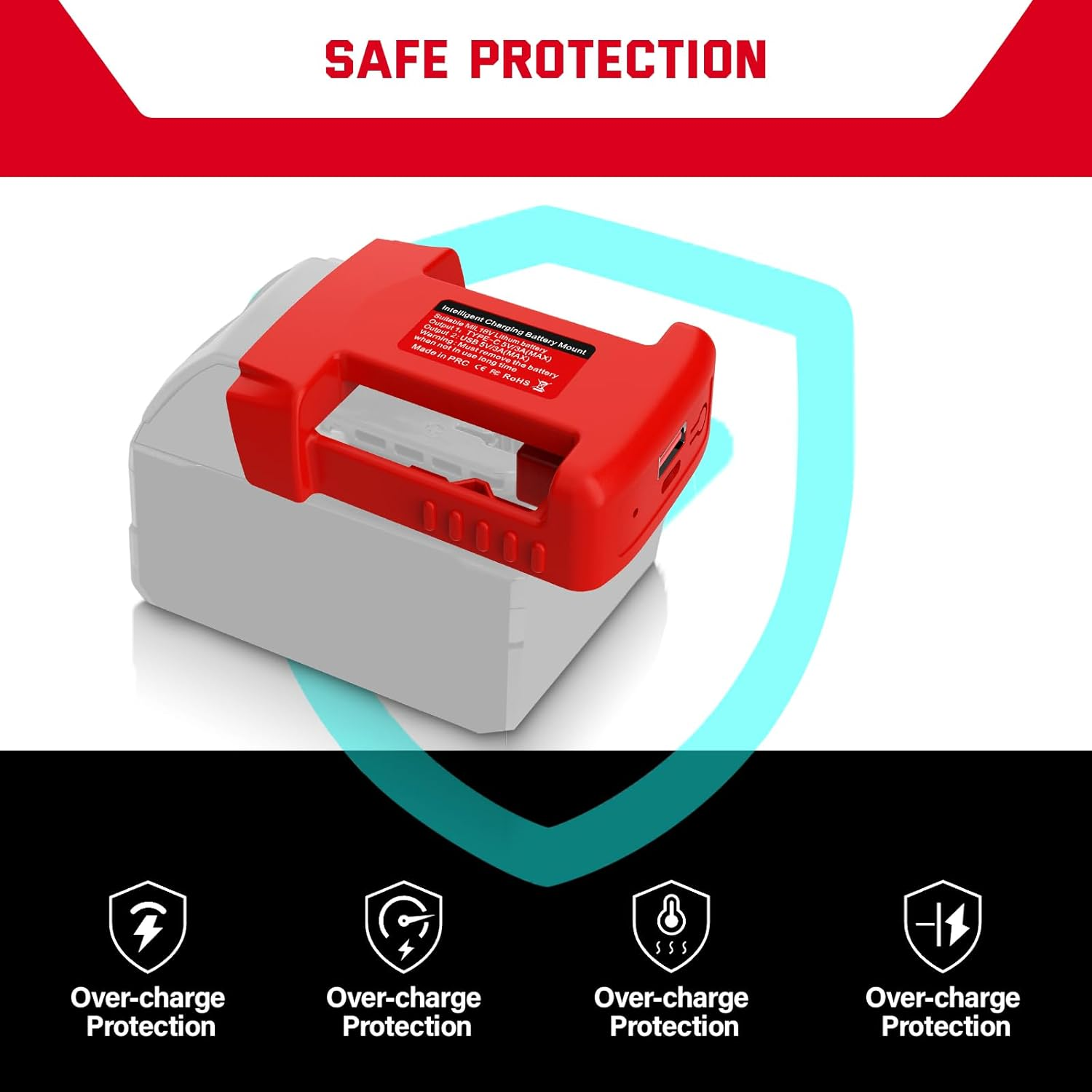 2 Packs USB Charger for Milwaukee 18V M18 Battery, Power Connector with USB and Type-C Charging Interface, Power Wheel Adapter (Adapter Only)