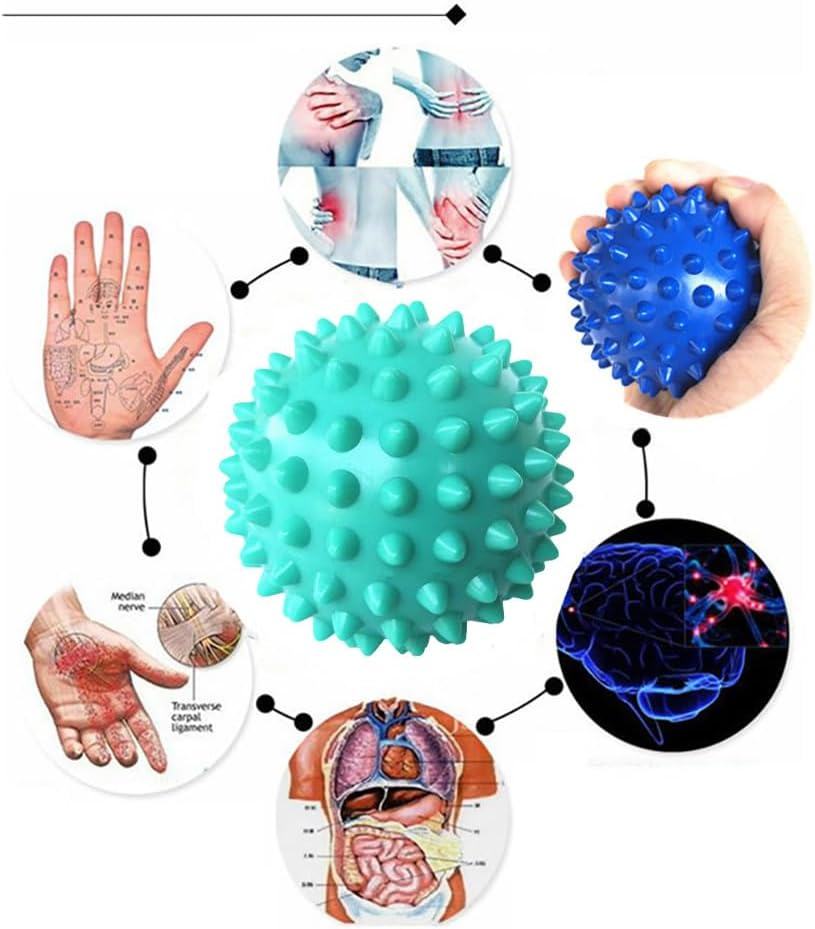 Spiky Massage Ball for Feet &ndash; Plantar Fasciitis Relief, Full Body Trigger Point Therapy, Muscle Recovery, and Pain Relief &ndash; Pack of 2 (Blue & Mint Green) image number 1