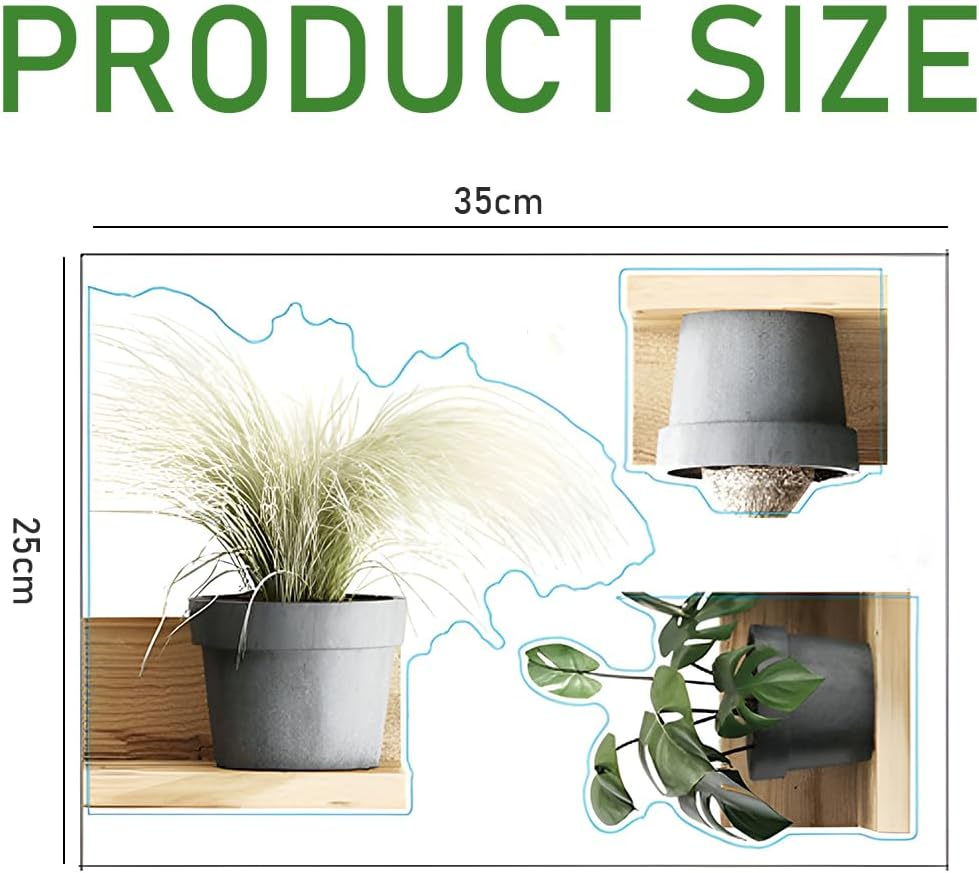 Green Pot Plants Fresh Leaves Wall Decals, 4 Pcs Pastoral Garden Potted Plant Wall Stickers, Removable Background Wall Decoration for Office Home Living Room Bedroom, 25 * 35Cm image number 2