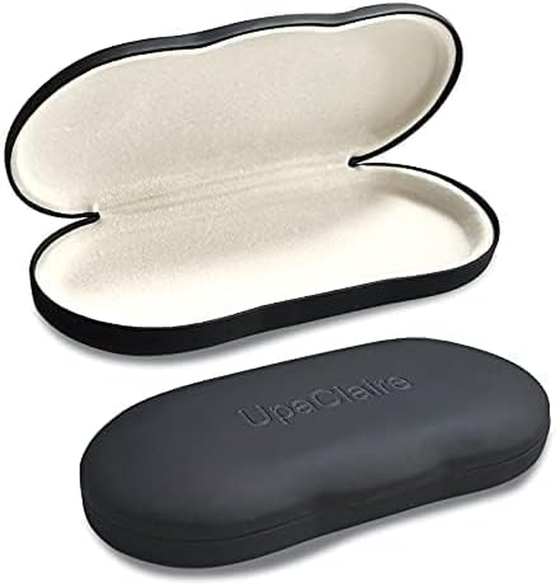 Upaclaire Clip-On Glasses Case Slim Hard Shell Ultra-Light Retro Flat Glasses Storage Box Compression Resistant Black - Black image number 5