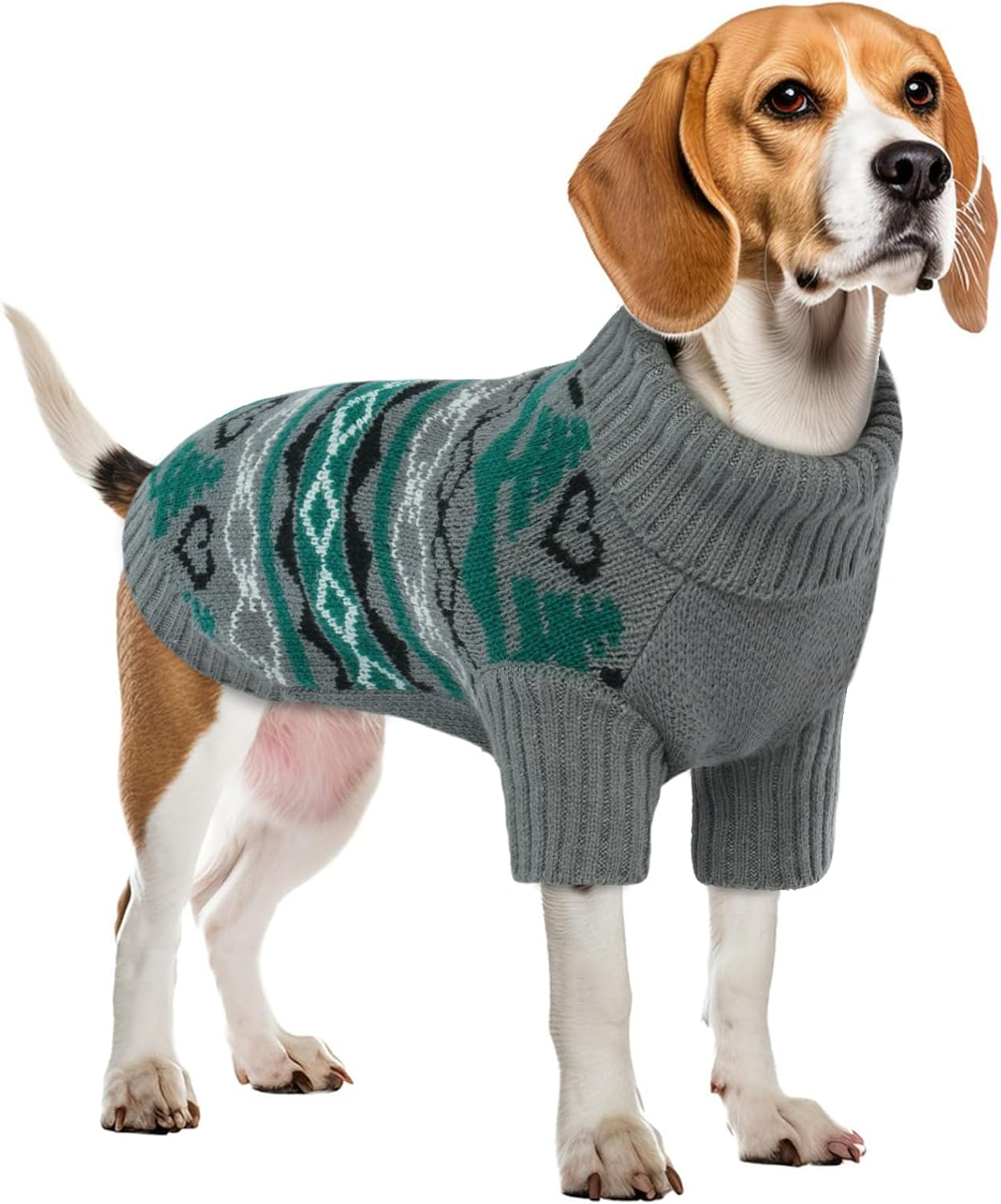 Dog Cat Sweater, Turtleneck Dog Jumper Pullover Soft Winter Dog Coat Warm Puppy Cat Clothes Knitwear Apparel Snowflake Pattern Dog Winter Clothing Outfits(Red, M) image number 4