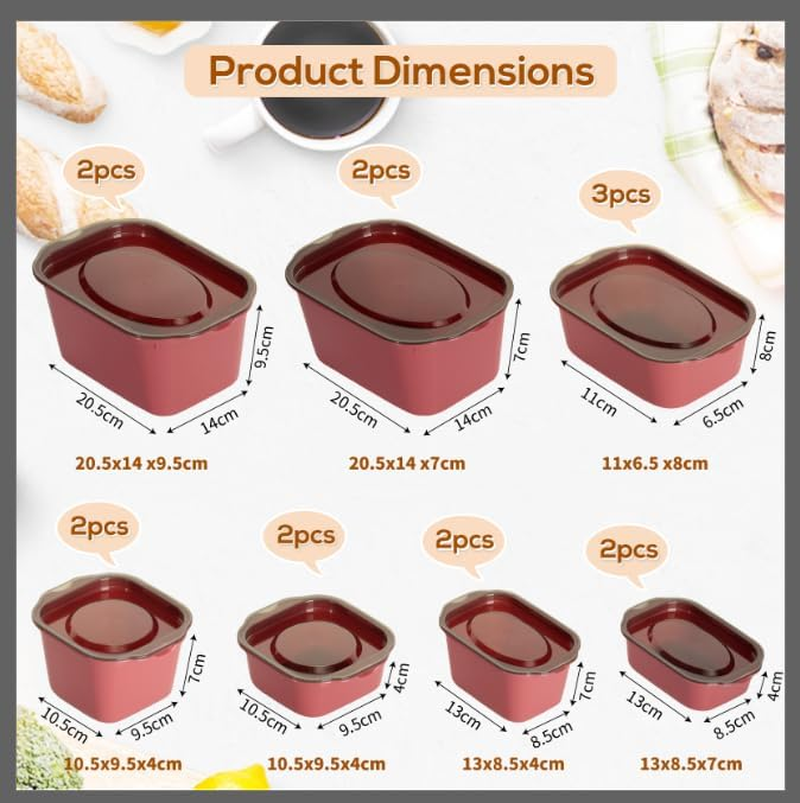 Cozary 15 Pieces Rectangular Food Storage Containers, Storage Containers Set with Lid, Airtight, Stackable, Microwave & Dishwasher Safe, Bpa-Free, for Mealprep & Organisation (Wine Red) image number 5