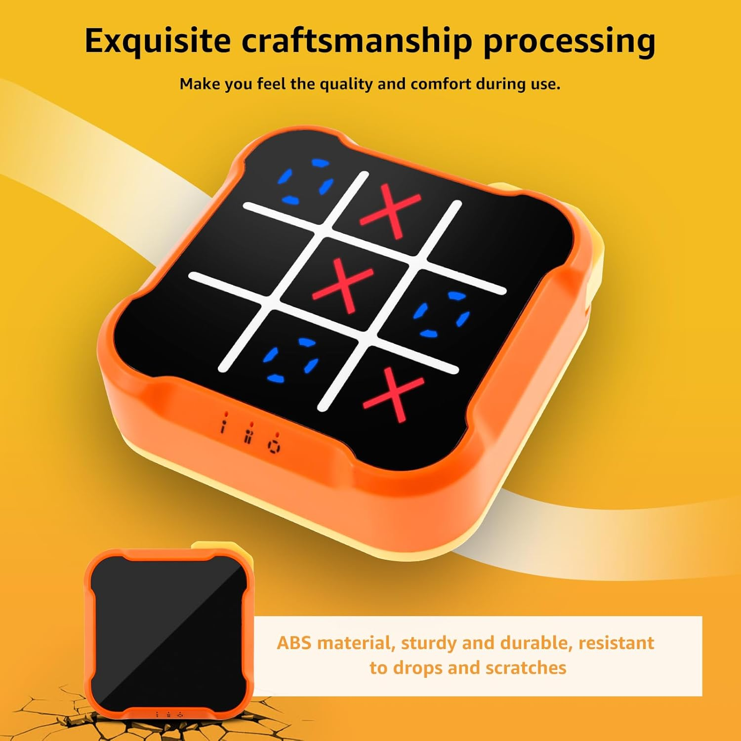 Toe Board Toy Game Electronic Memory Games Training Infinite Toe Game for Indoor Game Handheld Puzzle Game Console Portable Enduring Tic TACS Toe Bolt Game for Kids Adults (Orange) - Yellow image number 7