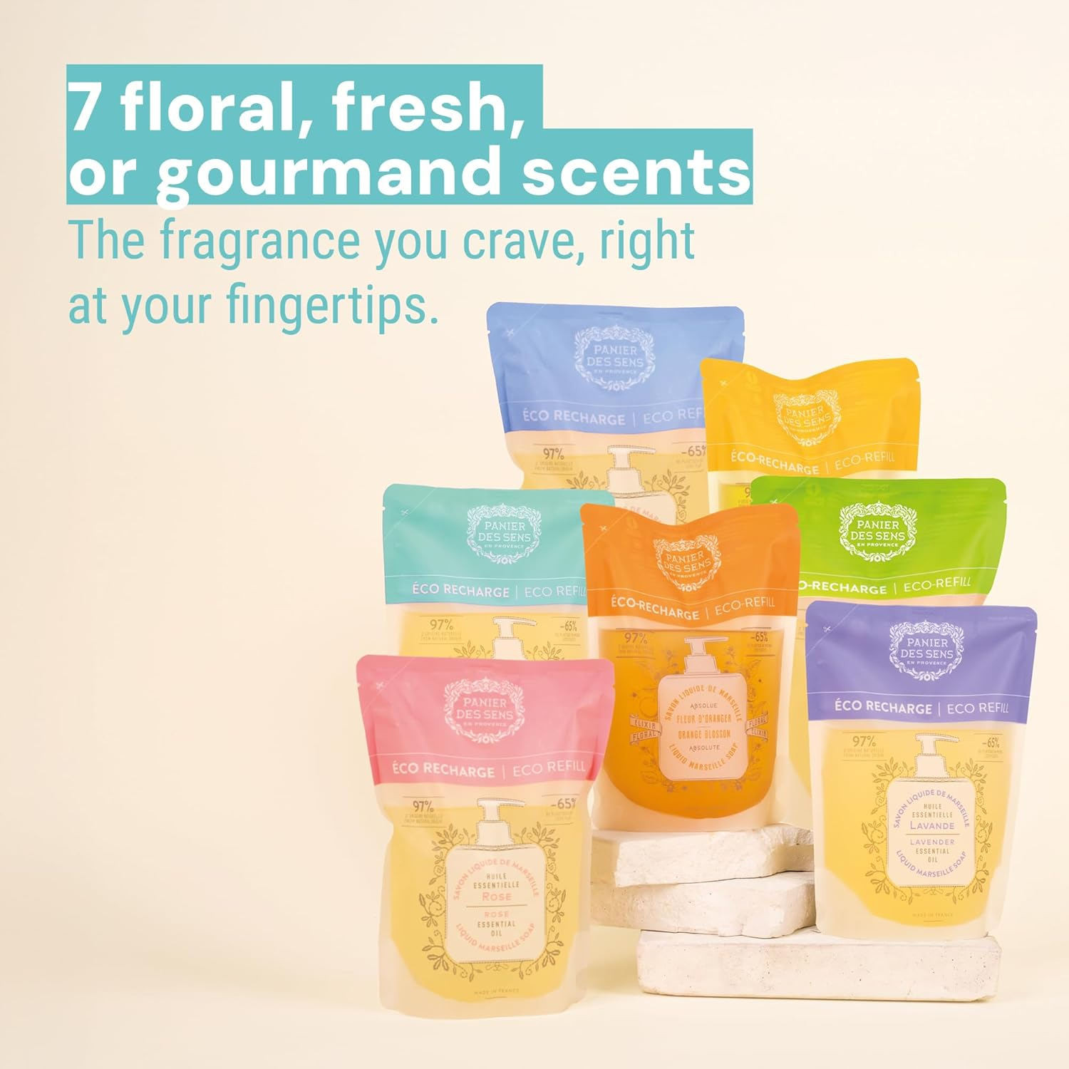 Panier Des Sens Marseiller Liquid Soap Refill Bag Jasmine Pack of 2 - Made in France - 2 X 500 Ml Soap Refill Bag image number 6