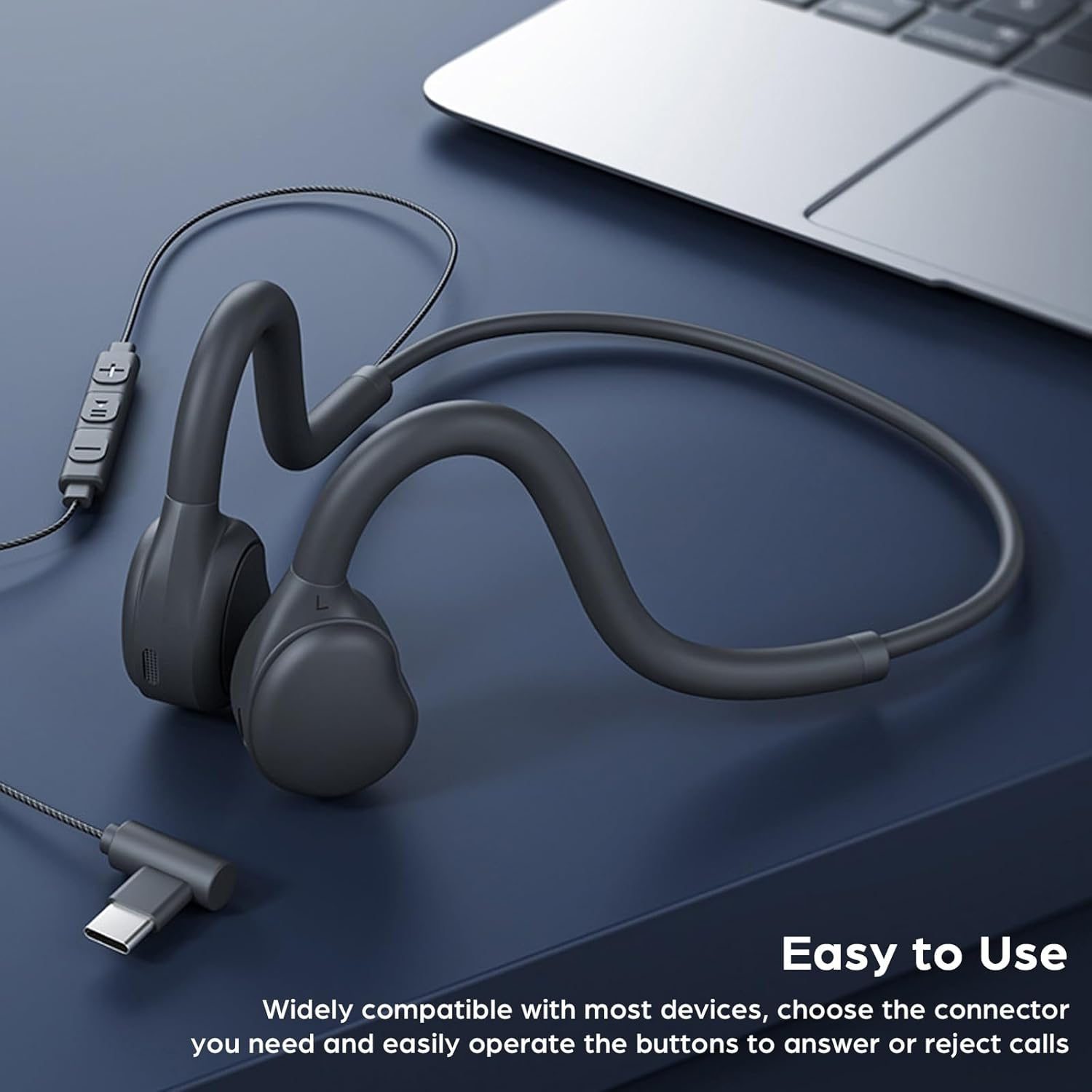 Open Ear Sport Headphones,Wired Neckband Running Headphones with Mic 3.5Mm/Type C Connector In-Line Control Stereo Headset for Office Cycling Jogging Gym Workout (3.5Mm) image number 1