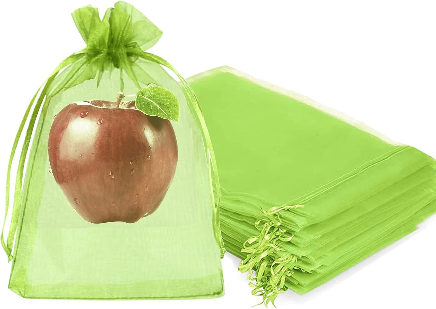 Fruit Protection Bags, Fetanten 50 PCS 6 X 8 Inch Mesh Drawstring Bag for Fruit Trees, Small Green Garden Fruit Plant Netting Cover Bag Protect Blueberry Tomato Apple Mango from Bird Insect Pest image number 1